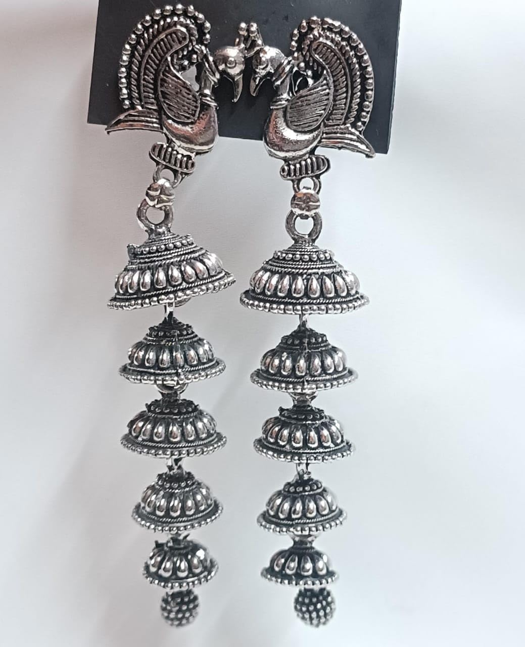 Elegant Silver Oxidized Long Earrings for Women & Girls – Perfect for Parties, Weddings & Everyday Wear