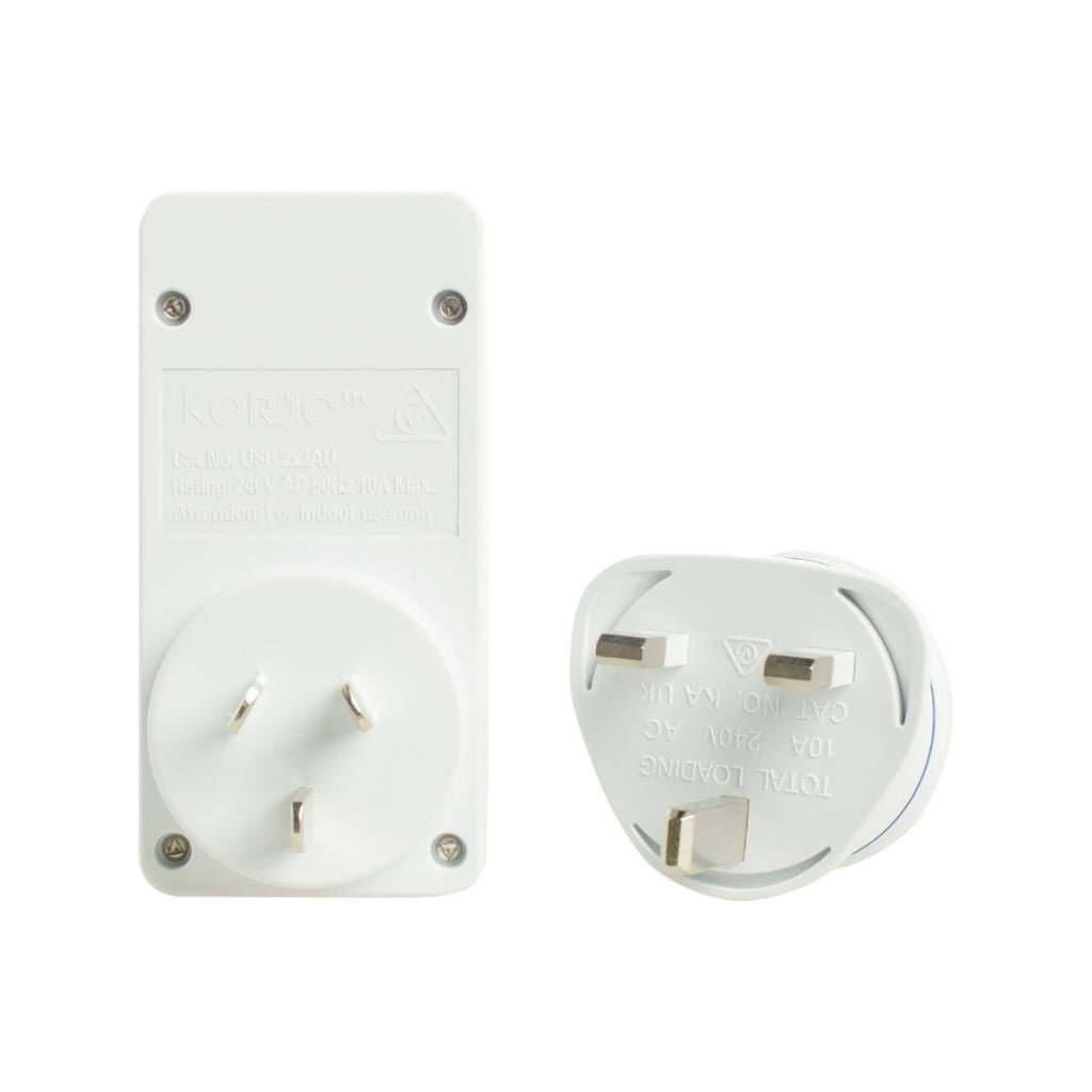 Korjo USB 2-Port UK Travel Adapter - Universal USB Charger for UK, Europe - Perfect for Travel, Business, Hotels & Airports
