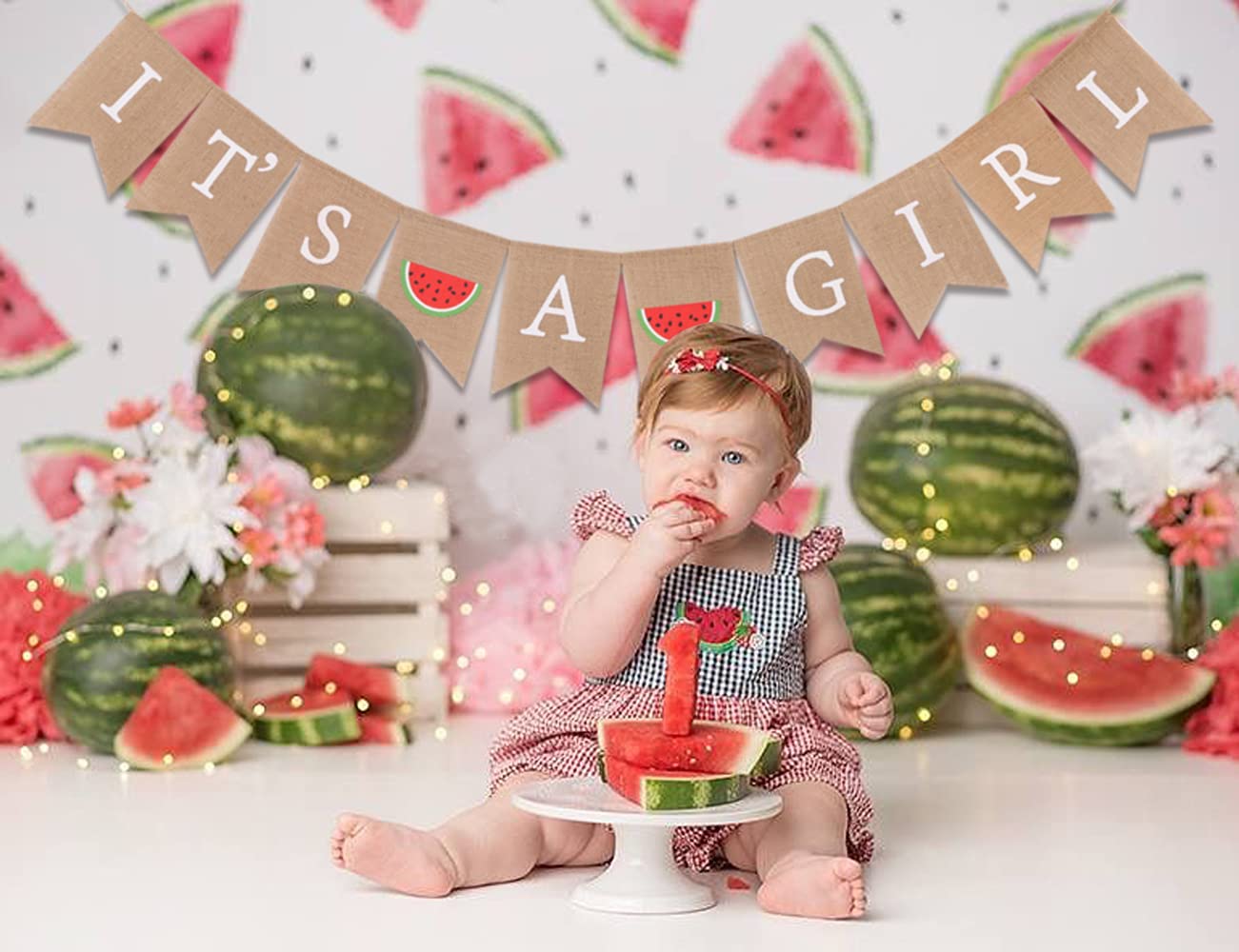 Watermelon Baby Shower Decorations - 'It's A Girl' Banner & Party Supplies for Gender Reveal, Newborn Announcements - Perfect for Summer Baby Showers, Nursery Decor & Gender Reveal Parties