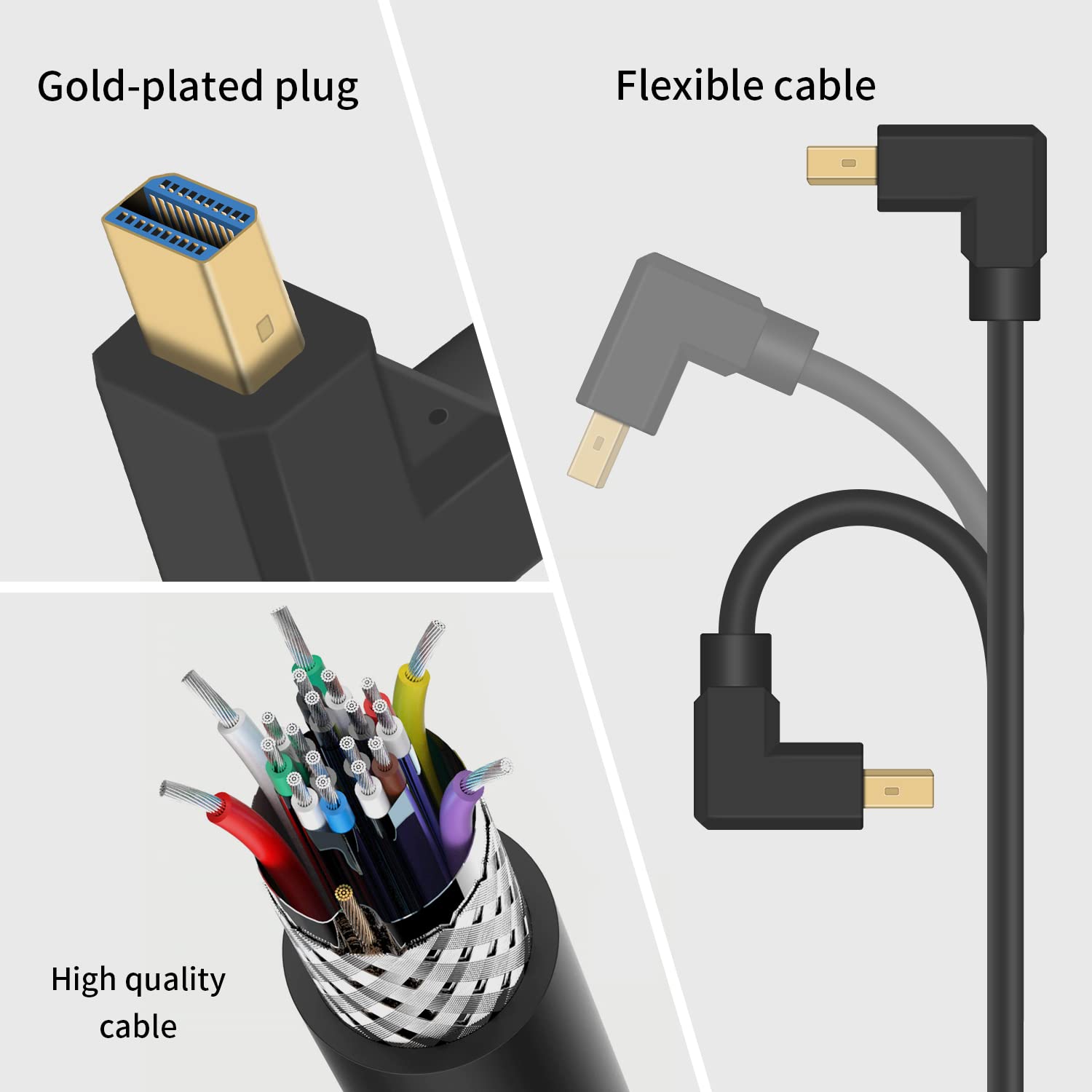 Duttek 1Ft Mini DP to DP Cable 8K@60Hz for PC, Laptop & Monitor