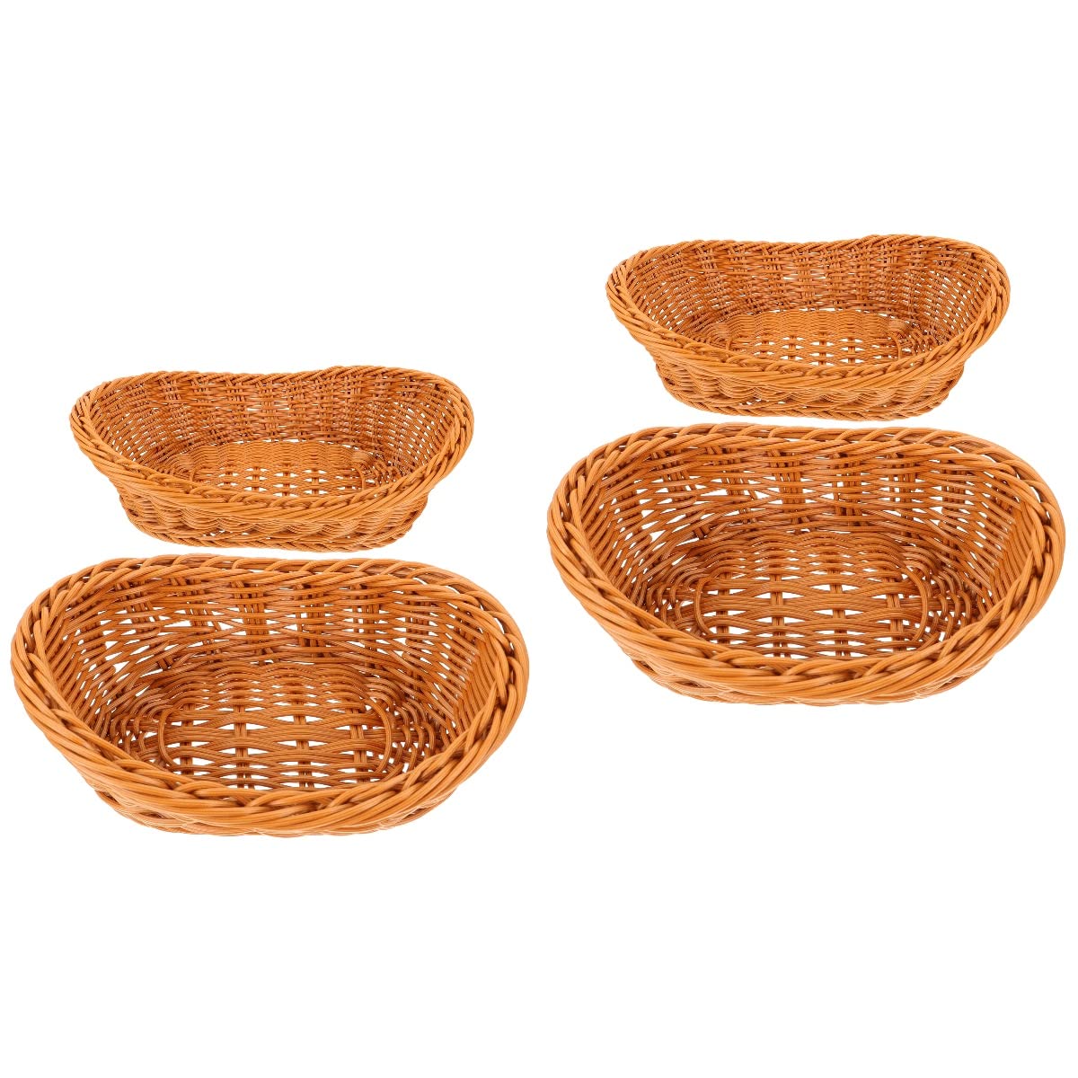 PATKAW 4-Piece Woven Bread Basket Set - Kitchen & Restaurant Tabletop Storage for Fruits, Vegetables, Snacks, Pastries | Perfect for Farmhouse Decor, Picnics & Dining Room Organization