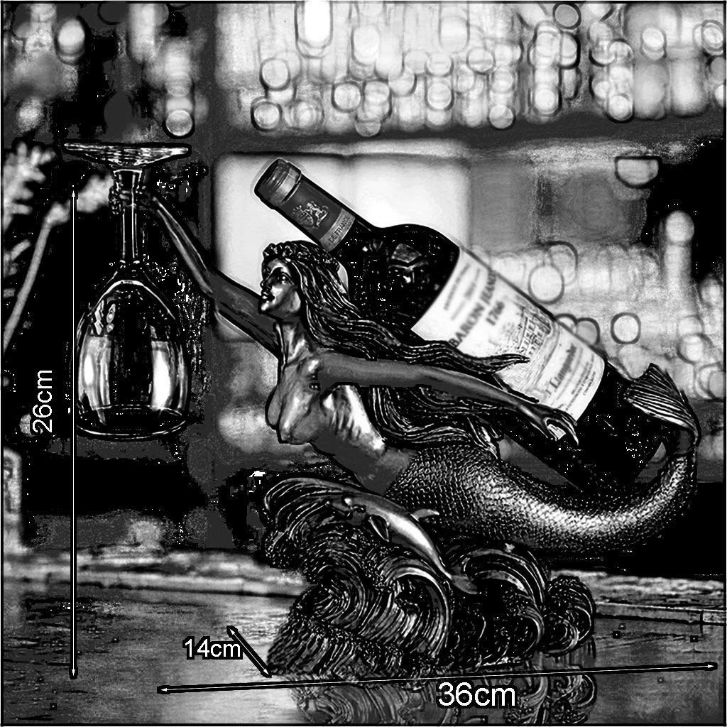 Mermaid Wine Bottle Holder - Elegant Champagne & Glass Stemware Rack for Bar, Kitchen, or Dining Room Display (Color: Blue)