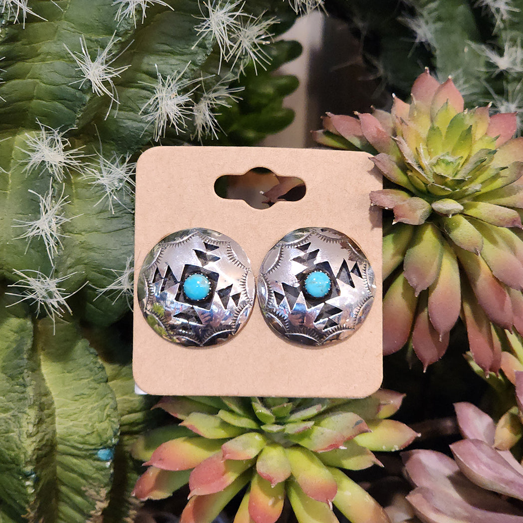 Perry Turquoise Post Earrings for Women - Handmade Sterling Silver Stud Earrings with Natural Gemstone - Perfect for Everyday Wear, Gifts & Special Occasions