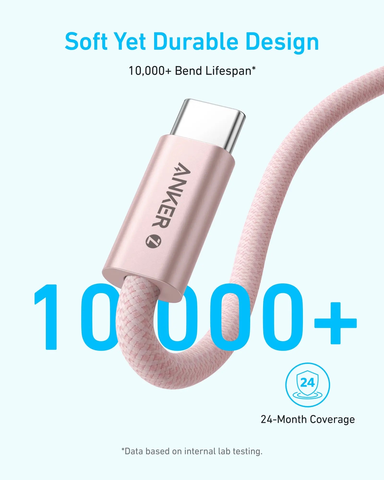 Anker Zolo 240W USB C to USB C Fast Charging Cable (6ft) - Nylon Braided, PD Compatible for MacBook Pro, iPad Pro, Galaxy S23 - Perfect for Home, Office & Travel Charging