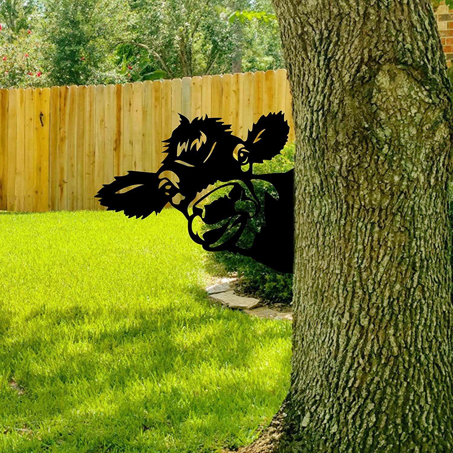 TOKLYUIE Peeping Cow Metal Art - Farm Animal Garden Decor for Outdoor Backyard, Patio, Lawn & Fence | Rustic Farmhouse Wall Art | Perfect for Countryside, Ranch & Farm Themed Decoration (#1 Laughing Donkey)