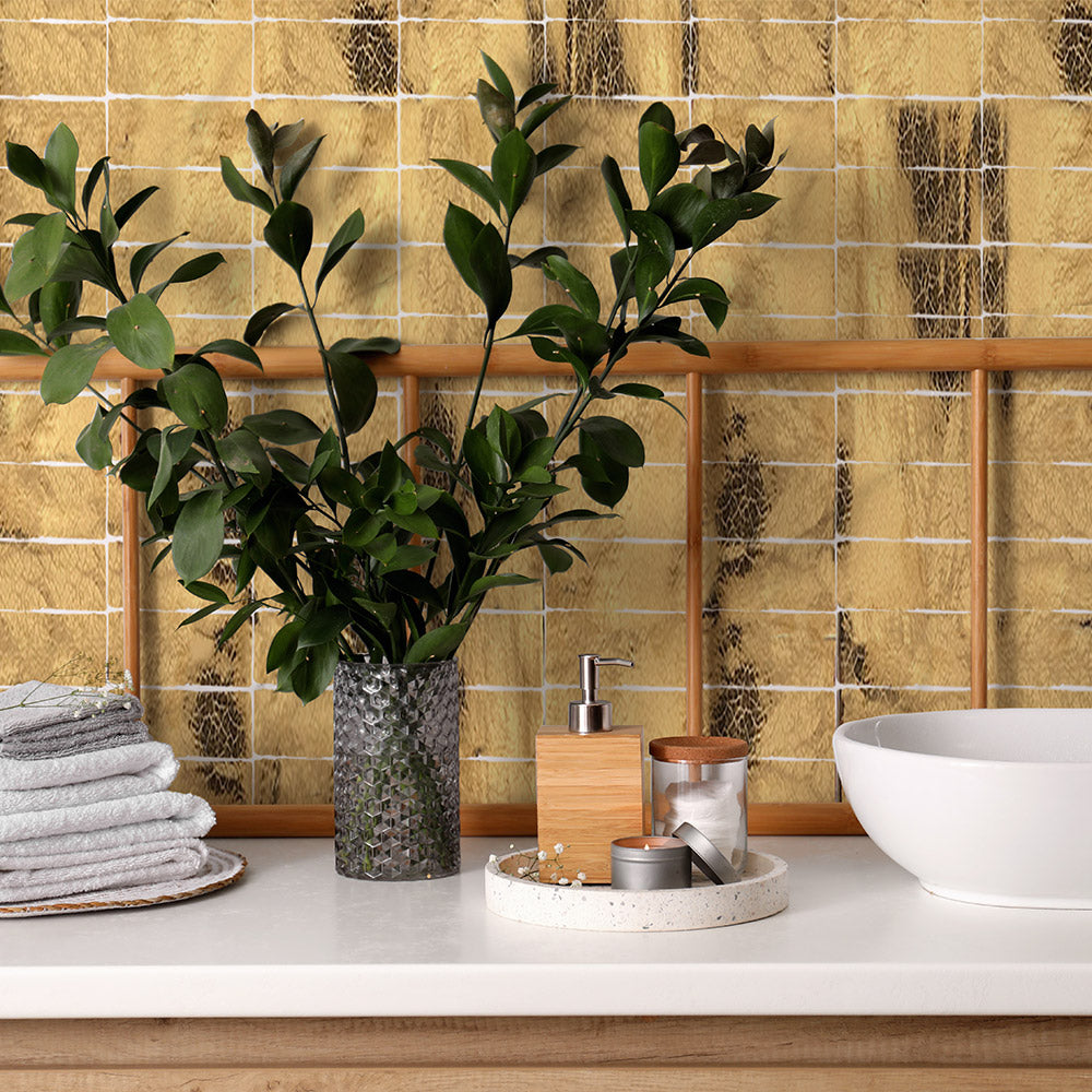 Premium Barcelona Gold 65X130 Glossy Subway Tile - Perfect for Kitchen Backsplash, Bathroom Walls & Modern Interior Design