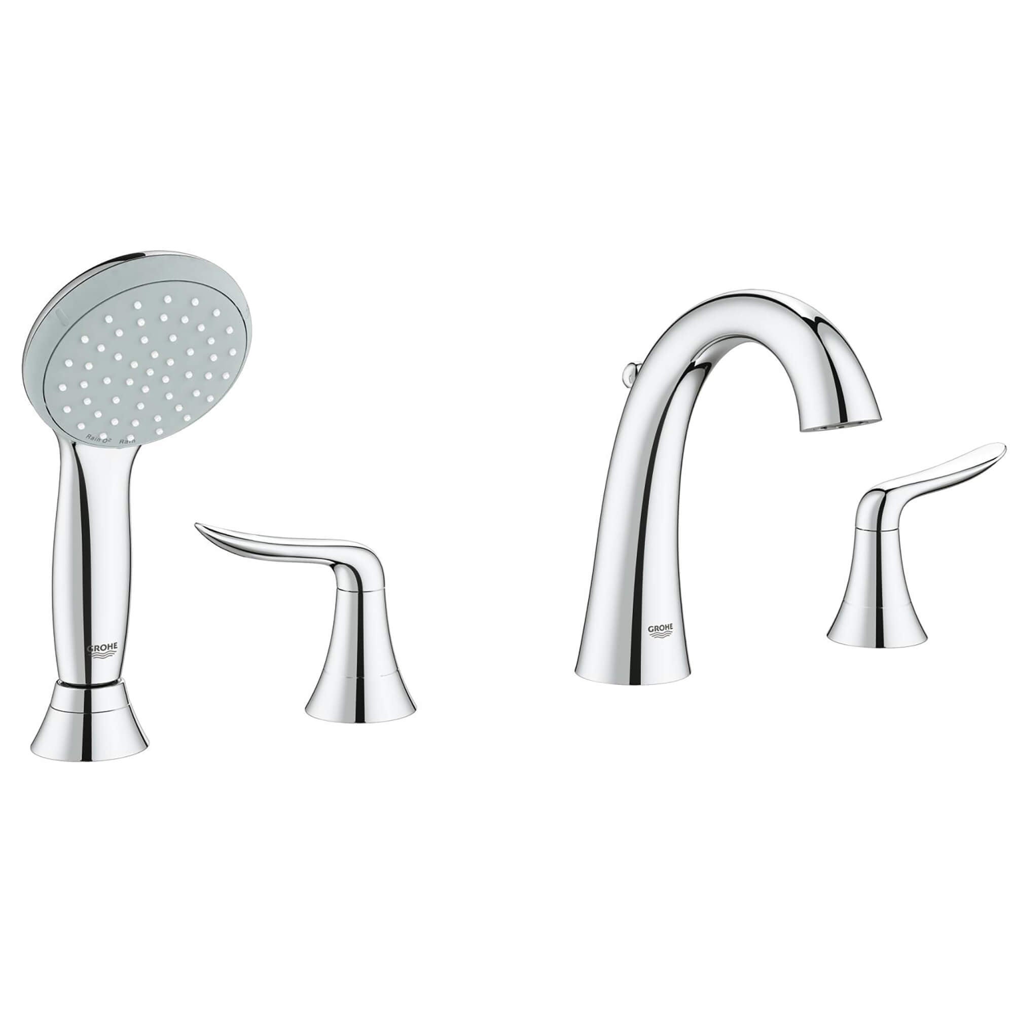 Grohe Agira Roman Tub Faucet with Hand Shower in Chrome - 25164000 | Luxury Bathroom Fixture for Spa-Like Relaxation & Modern Home Decor