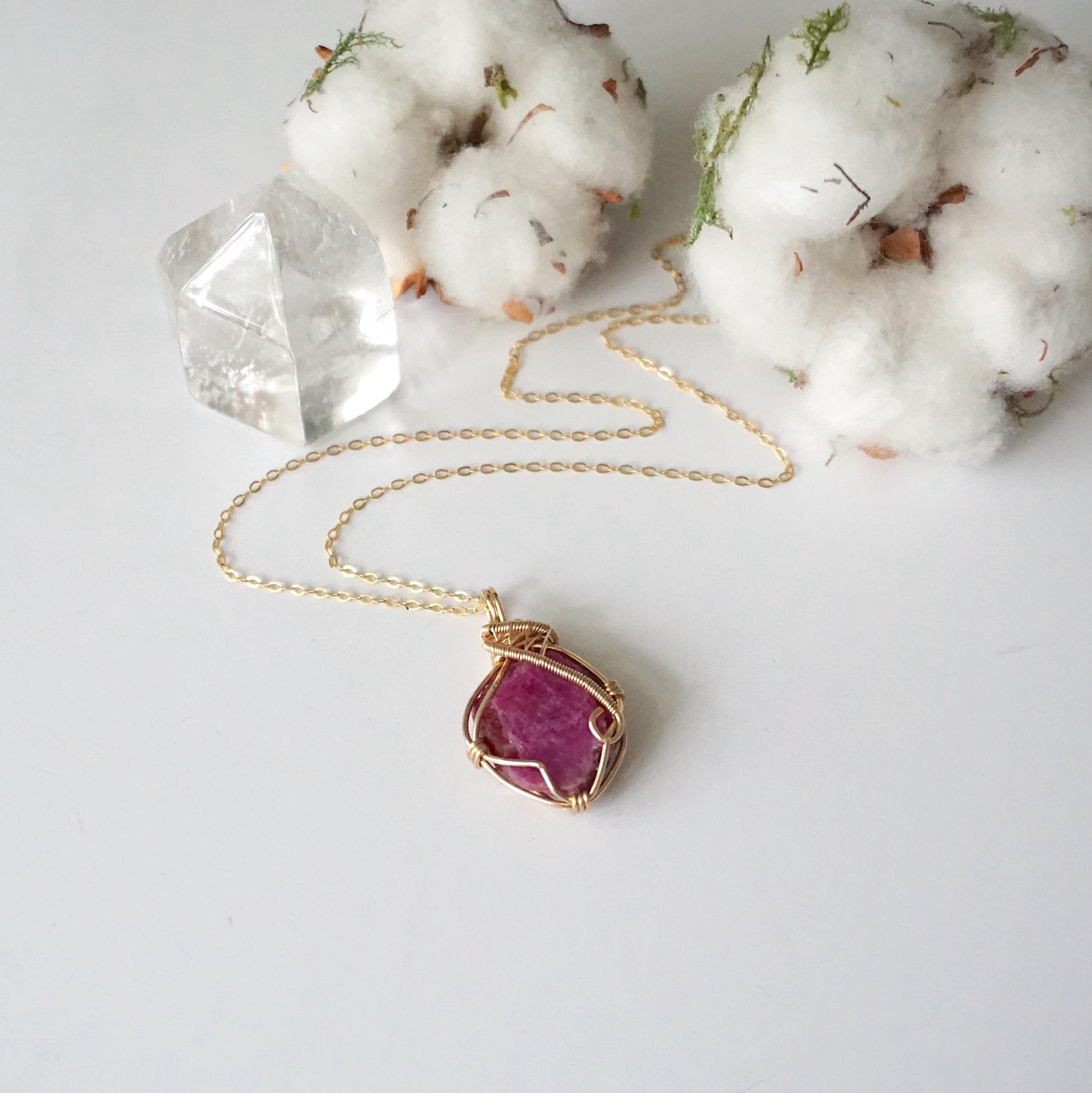 14k Gold Filled Pink Ruby Pendant Necklace for Women - Elegant Jewelry Gift for Birthday, Anniversary & Valentine's Day - Perfect for Parties, Weddings & Special Occasions
