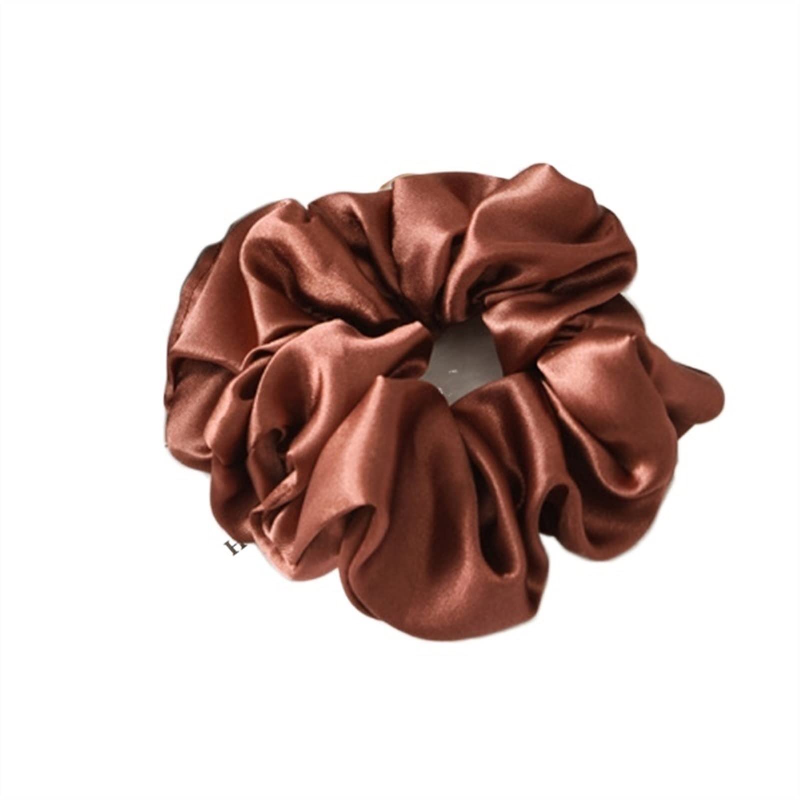 Luxury Satin Silk Hair Scrunchies for Women - Soft Elastic Hair Ties & Ponytail Holders (Dark Brown) - Perfect for Work, Gym, and Everyday Styling