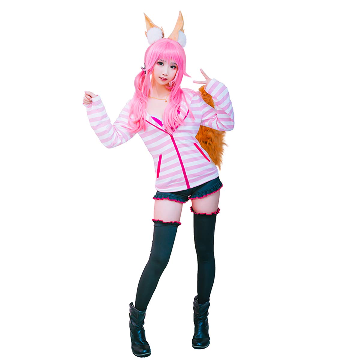 Tamamo no Mae Anime Cosplay Costume Coat - Fox Spirit Kimono Outfit for Halloween, Conventions & Cosplay Events