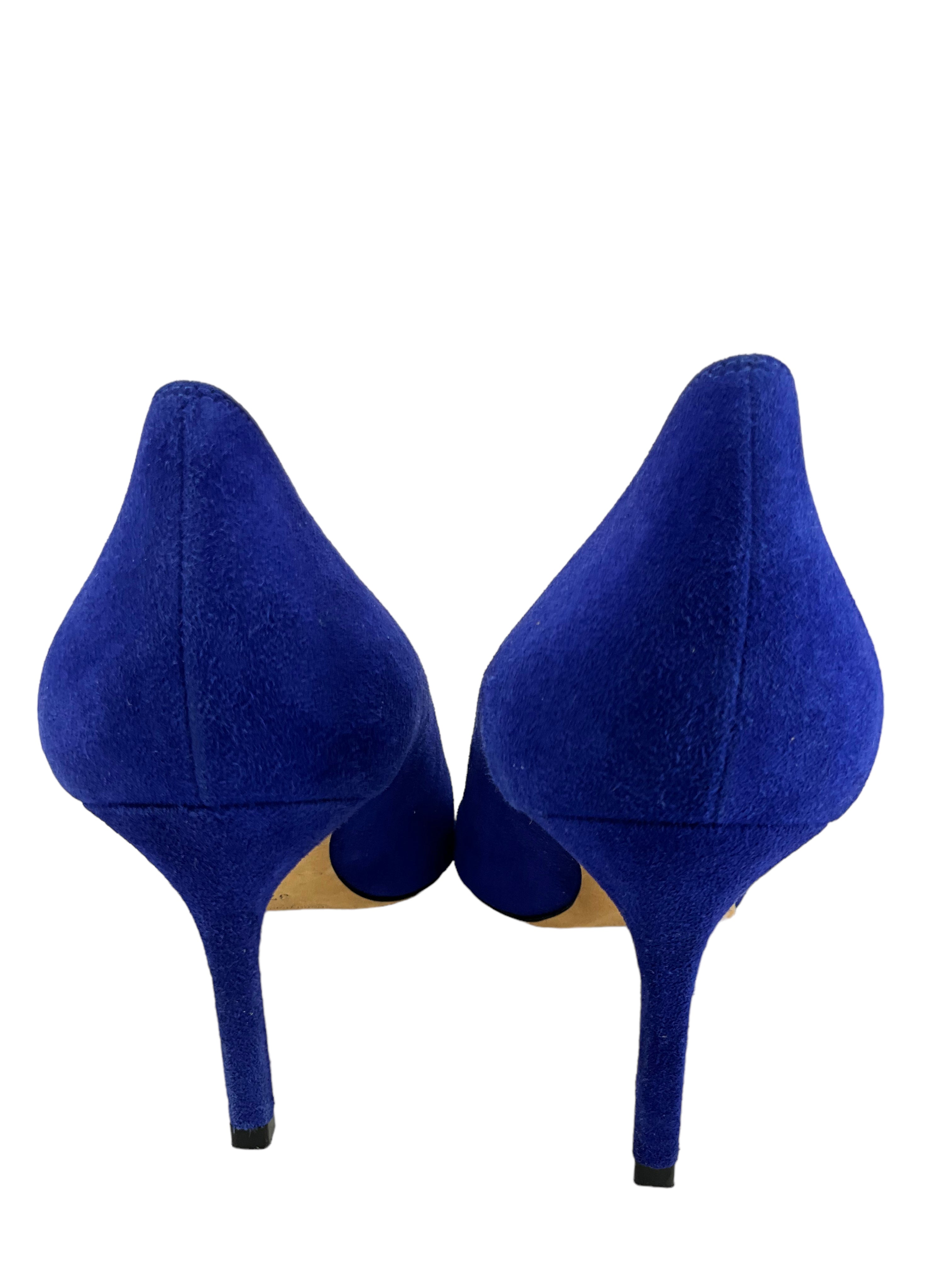 Manolo Blahnik BB Suede Pumps Women's Size 7.5 - Elegant High Heels for Weddings, Parties & Office Wear