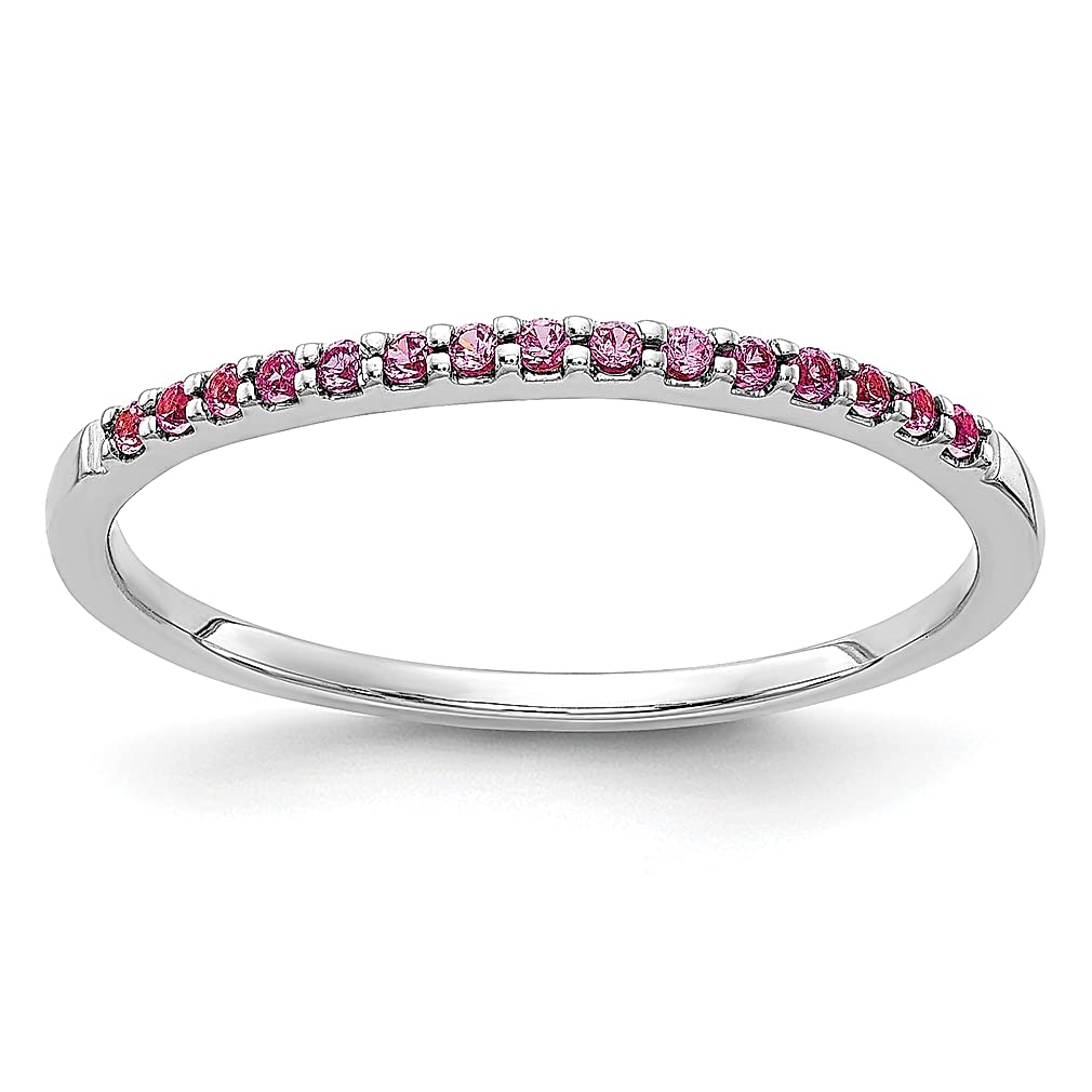 14K White Gold Pink Sapphire Wedding Ring Band - Size 6.75, October Birthstone, Fine Jewelry for Women | Elegant Gift for Her, Anniversary, Engagement, or Special Occasion