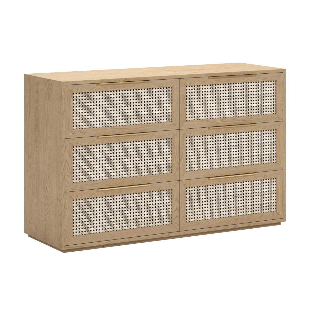 Vintage Rattan 6-Drawer Chest of Drawers - Handwoven Wicker Storage Cabinet for Bedroom, Living Room & Office Organization