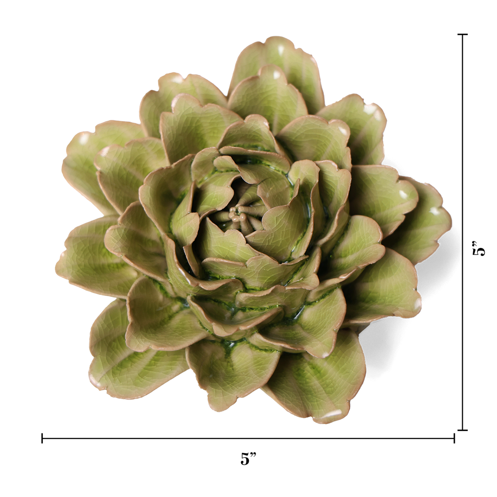 English Garden Ceramic Flower Pot - Handcrafted Green Tree Peony Design for Indoor Plants, Home Decor & Outdoor Gardening - Perfect for Windowsills, Patios & Gift Giving