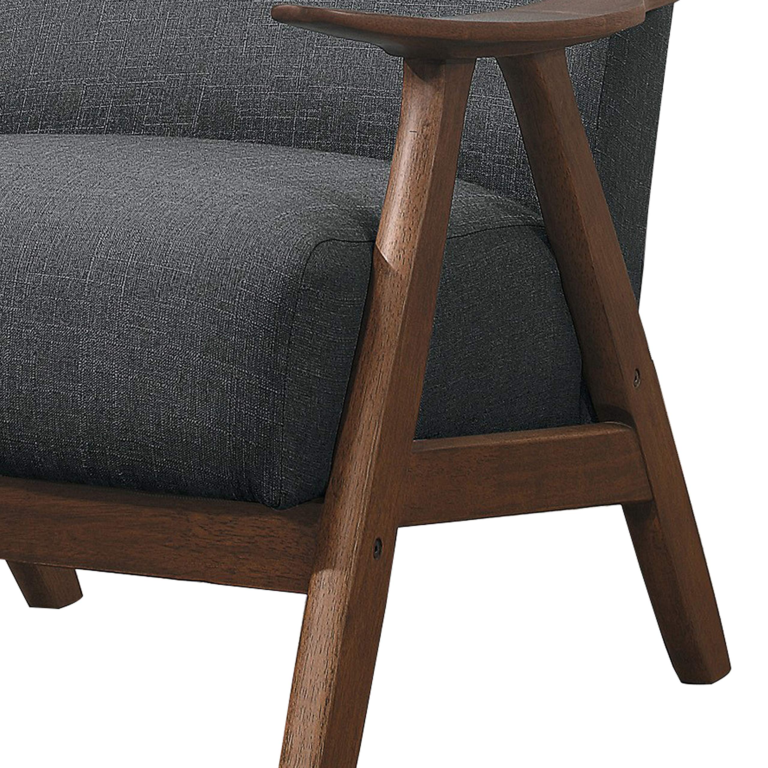 Benjara Gray Fabric Upholstered Accent Chair with Curved Armrests - Modern Living Room Furniture for Home Office & Lounge Decor