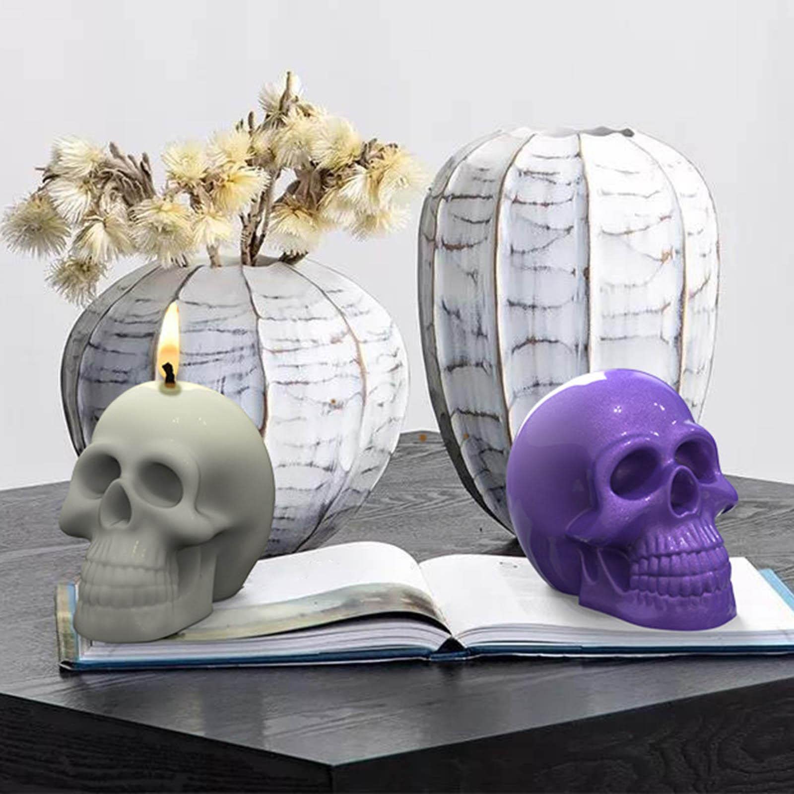 3D Skull Candle Mold - Silicone DIY Craft Mold for Halloween Party Decor, Jewelry Making, Resin Art & Home Decor - Perfect for Candle Making, Soap Molds & DIY Gifts