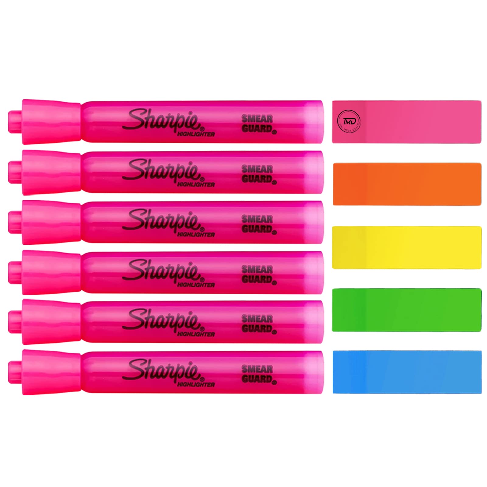 Pink Highlighters 6-Pack, Wide Chisel Tip Markers for School & Office