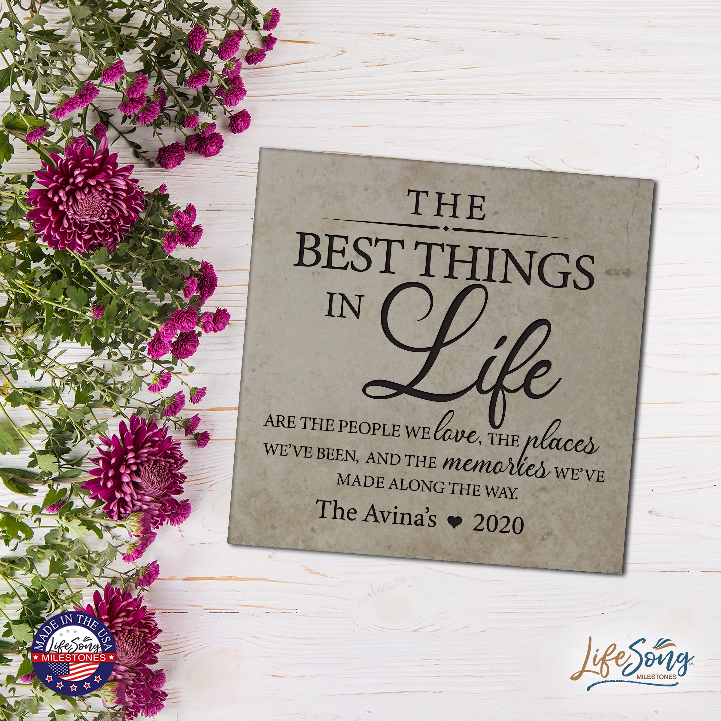 LifeSong Milestones Personalized Ceramic Trivets - 5.75x5.75 Inch Heat Resistant Kitchen Decor for Table Protection | Perfect for Dining, Living Room & Home Office | Family Keepsake Gift Idea (The Best Things)