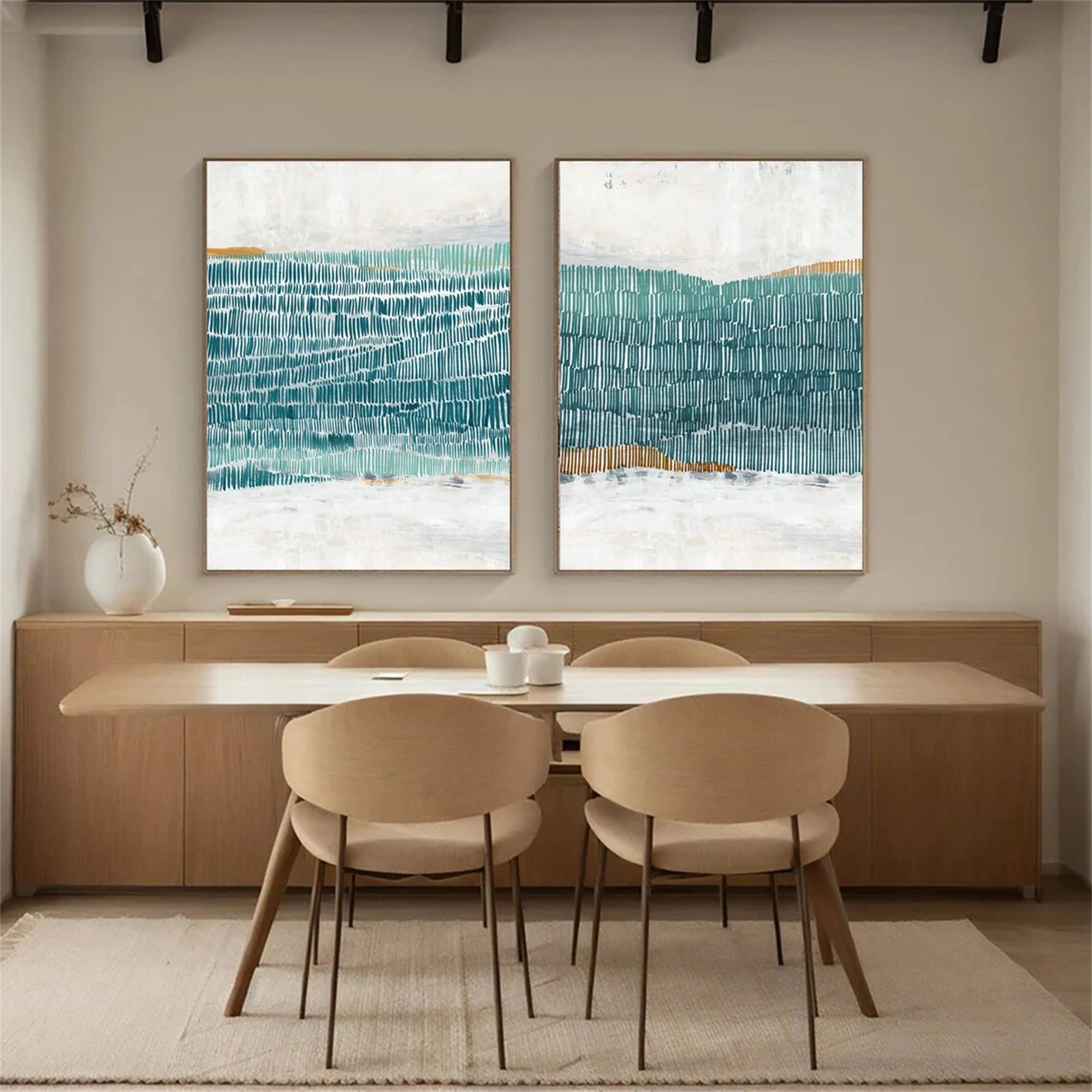 Abstract Tranquility Set of 2 Modern Canvas Wall Art - Minimalist Home Decor for Living Room, Bedroom & Office - #WS121