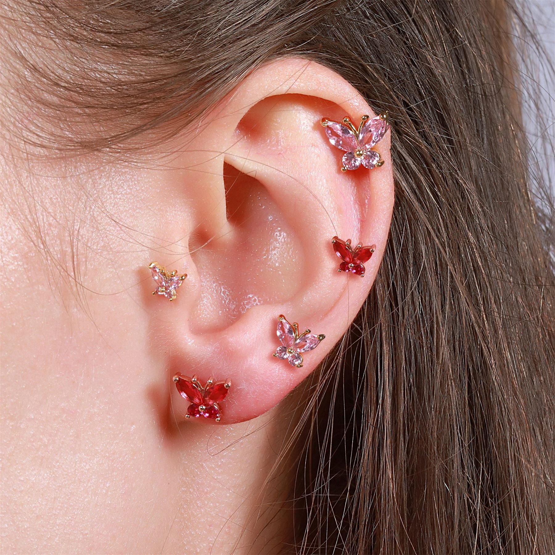 20G Butterfly Hypoallergenic Barbell Daith Stud Piercings - Surgical Steel Earrings for Sensitive Ears | Perfect for Cartilage, Helix & Tragus Piercing Jewelry | EGD0200