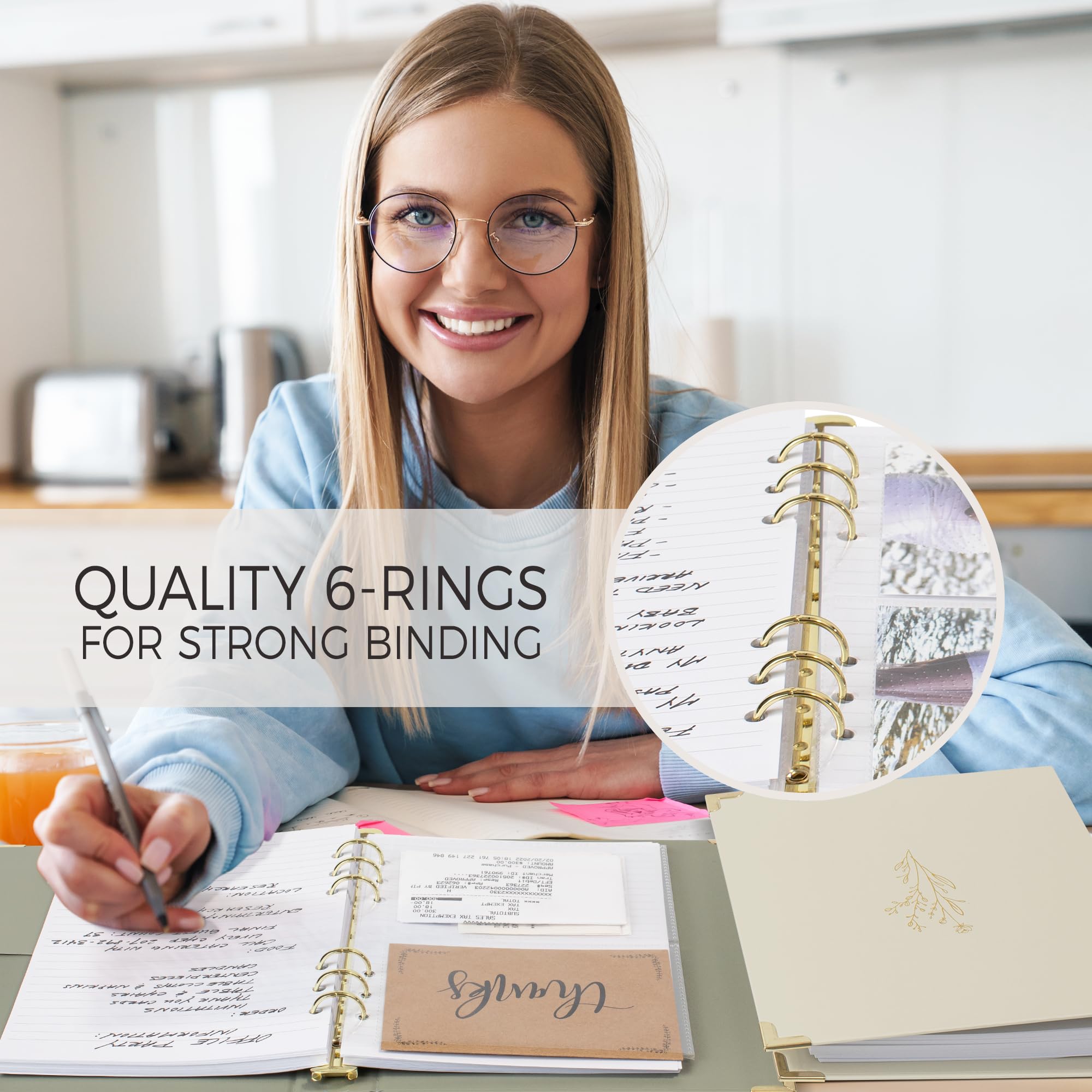 Aesthetic 6-Ring A5 Binder Set of 2 - 0.75 Inch Refillable Planner Binder for Journaling, Scrapbooking & Collections - Compact Notebook Organizer with Pocket - Perfect for School, Office & Travel Organization