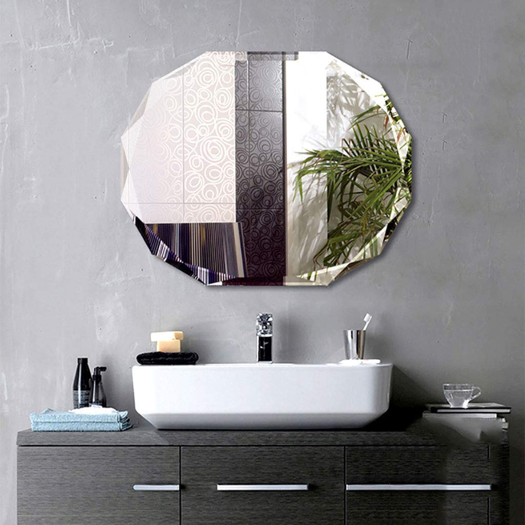 Frameless Crystal Diamond Beveled Wall Mirror for Bathroom & Dressing Room - Multi-Edge Design, Shatterproof, Easy Installation - Perfect for Vanity, Makeup, and Home Decor