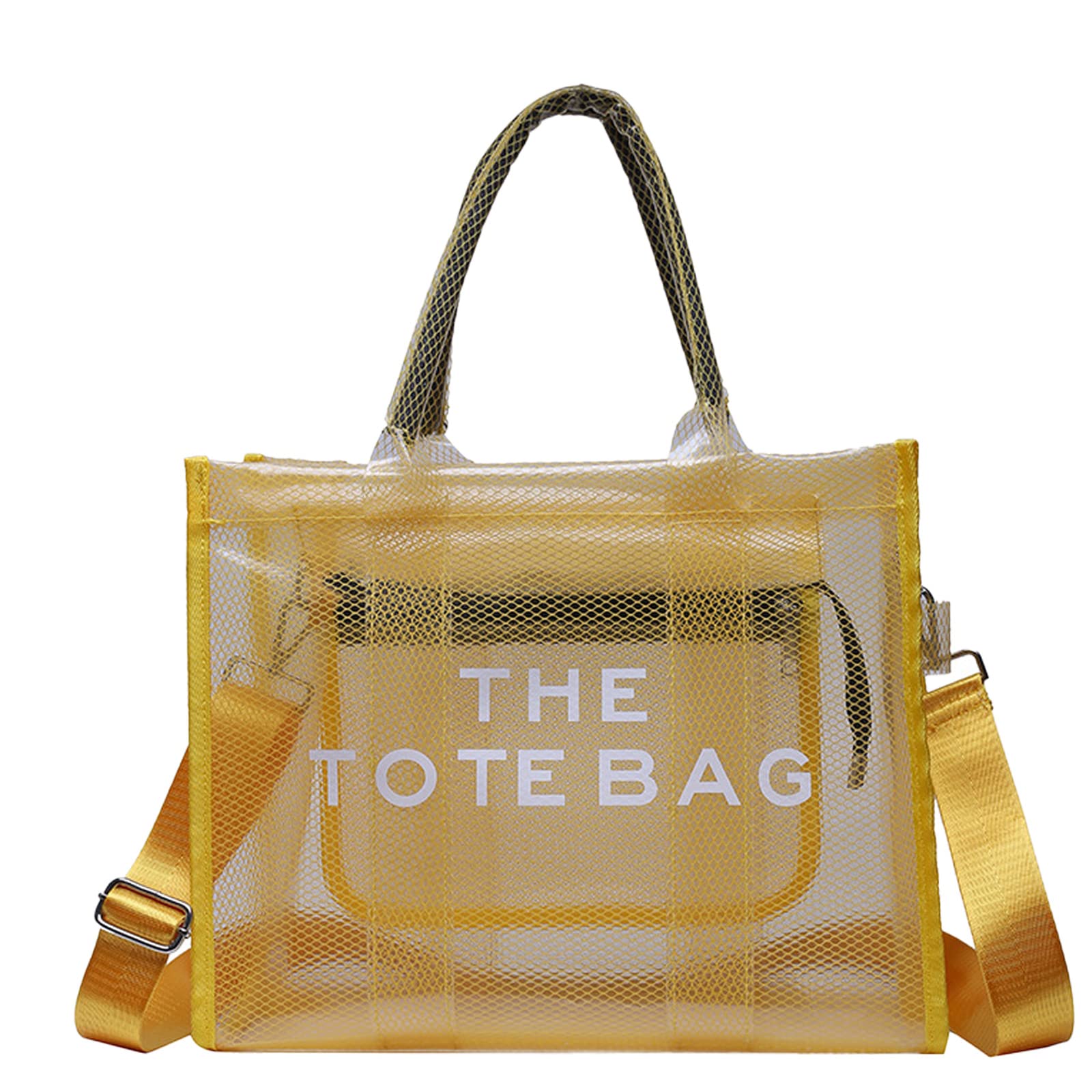 Stylish Clear PVC Tote Bag for Women - Fashionable Transparent Shoulder Handbag & Crossbody Purse for Work, Travel, Beach & Everyday Use