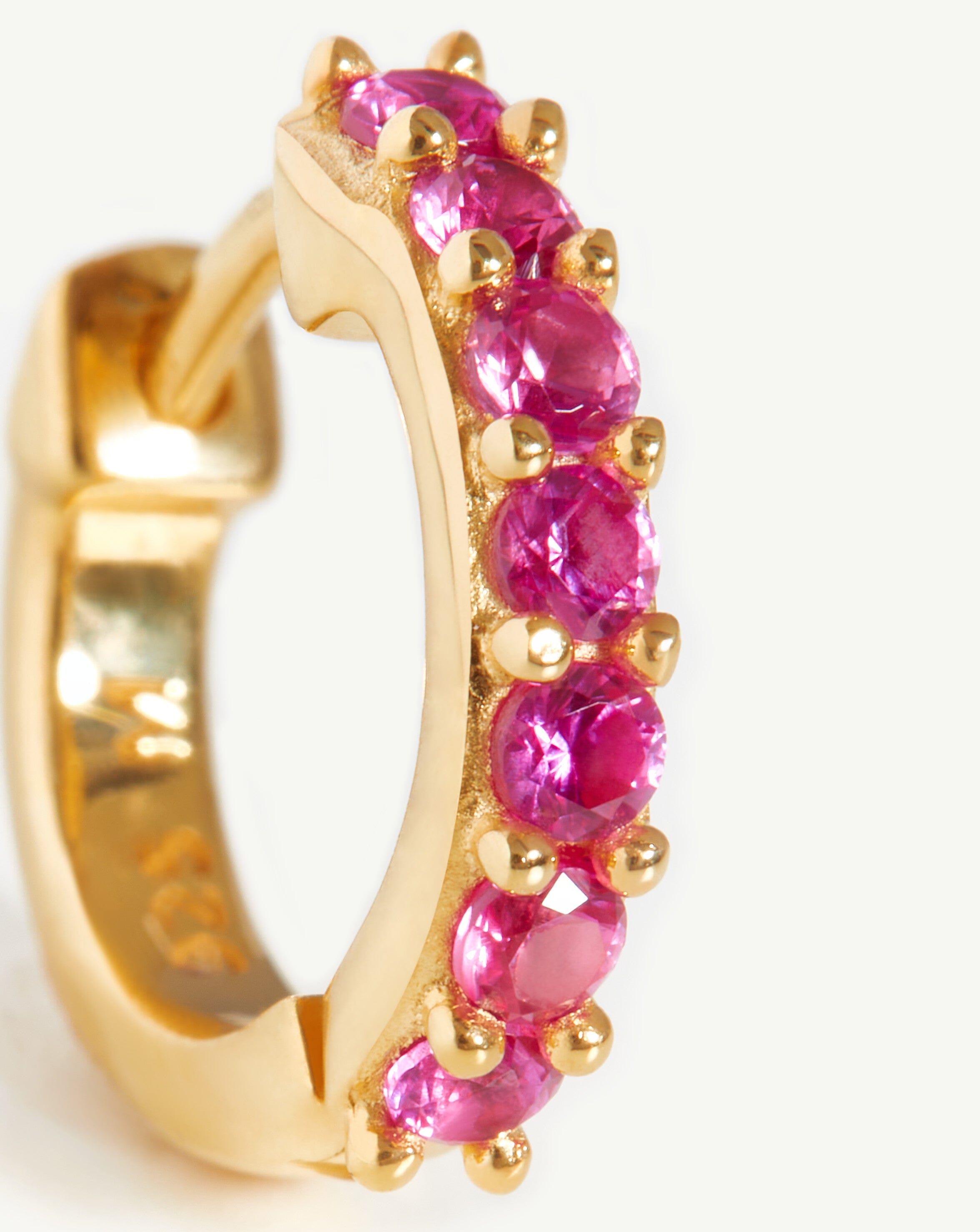 18K Gold Vermeil Huggie Hoop Earrings with Pink Zirconia - Classic Stone Dainty Huggies for Women | Perfect for Everyday Wear, Date Nights & Special Occasions