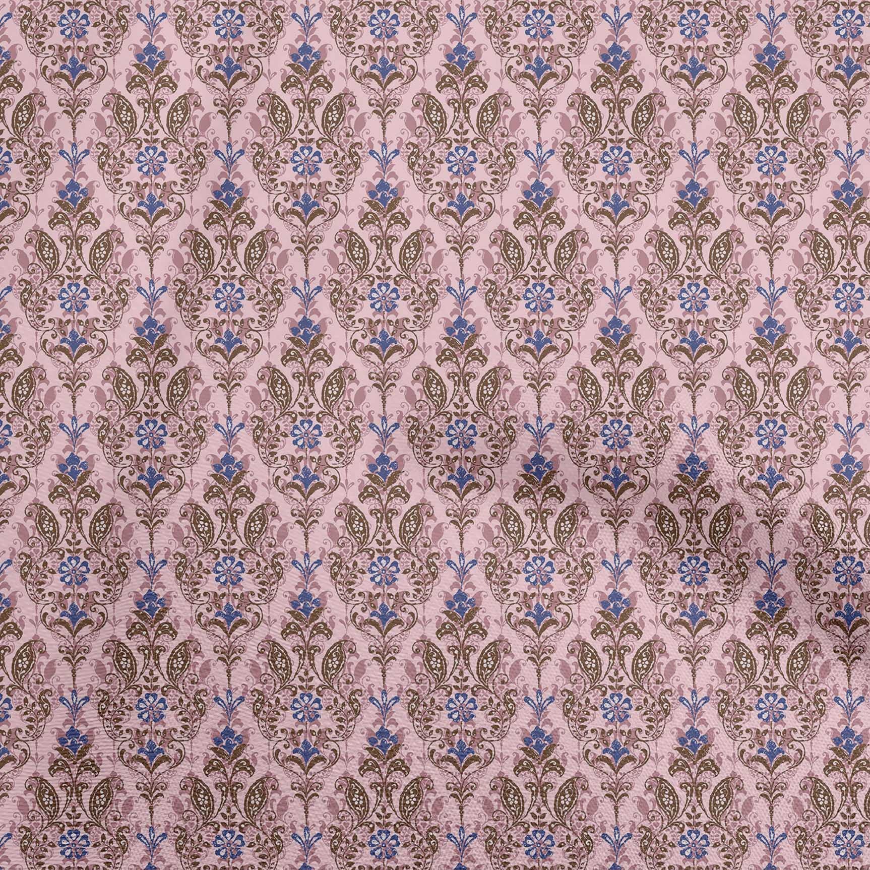 Rayon Floral Print Fabric by The Yard - 56 Inch Wide Light Pink Dress Material for DIY Dresses, Skirts & Home Decor Projects | oneOone-442
