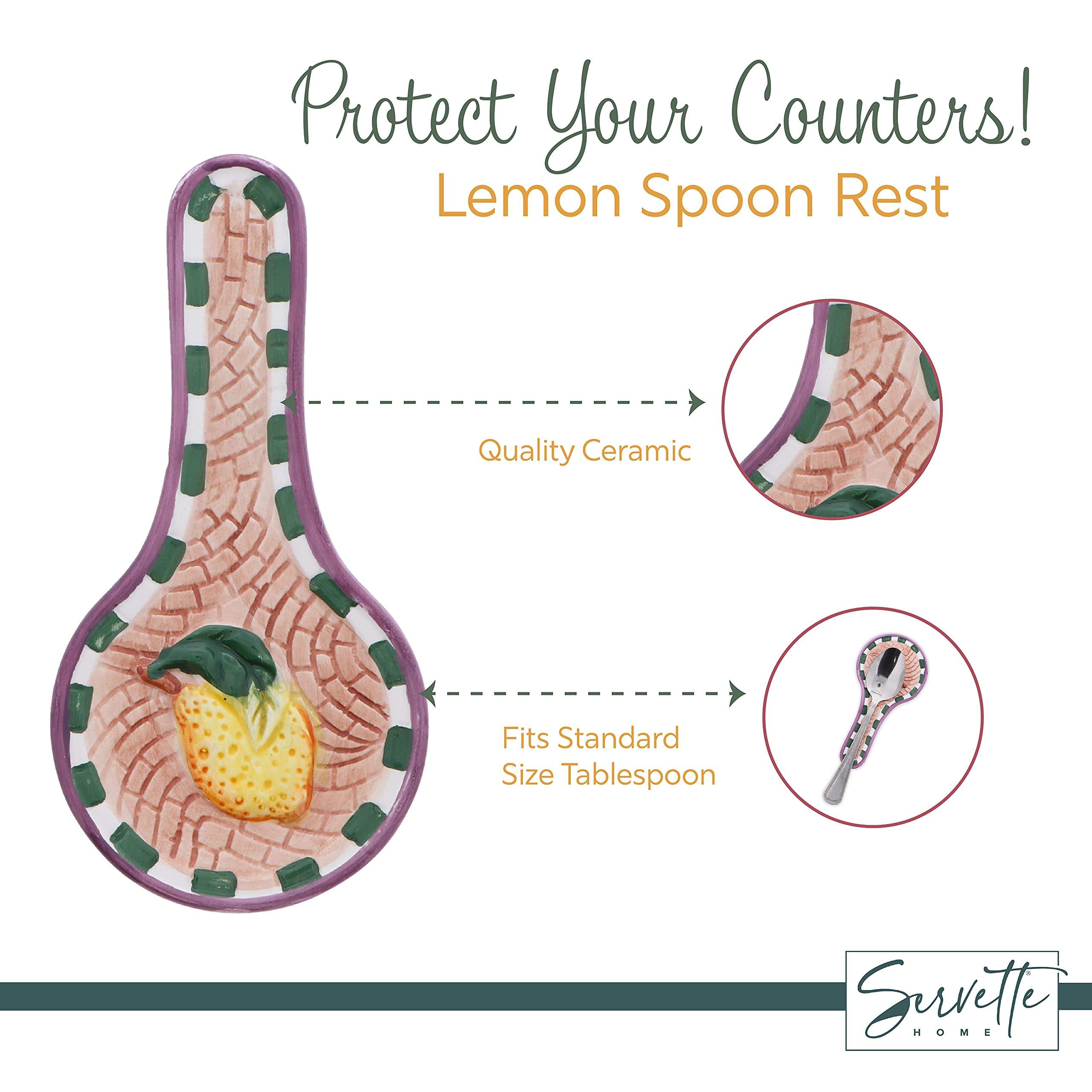 Ceramic Spoon Rest - Lemon Shaped Kitchen Décor for Teaspoons & Tea Bags | Heat-Resistant & Stylish Countertop Organizer for Cooking, Baking & Tea Time