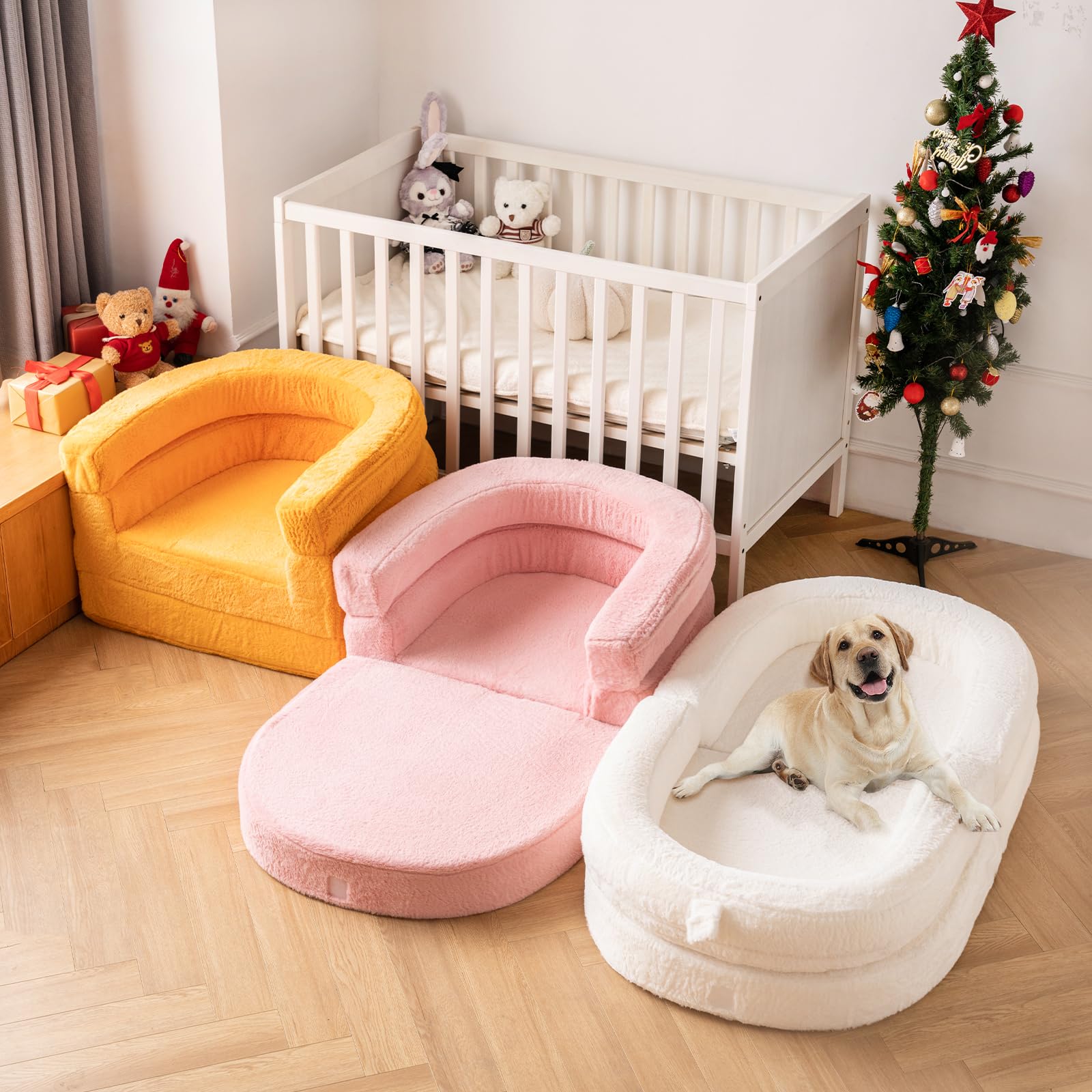 Tiita 3-in-1 Convertible Kids Sofa Bed - Plush Toddler Chair & Travel Bed with Washable Cover & Carrying Handle - Perfect for Nursery, Playroom & Travel - Gift for Boys & Girls
