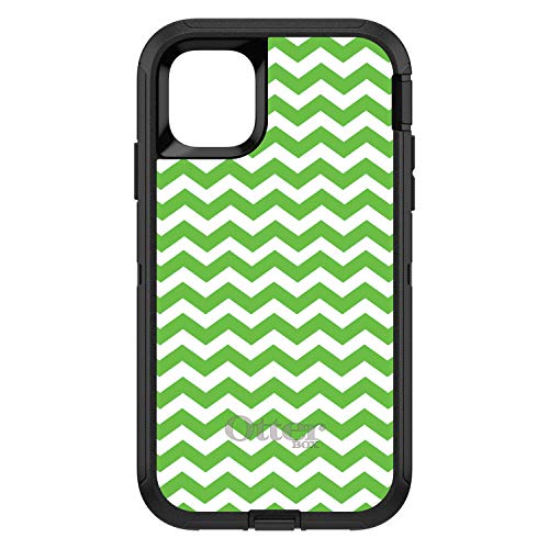Green White Chevron Stripes Wave On Black Case
