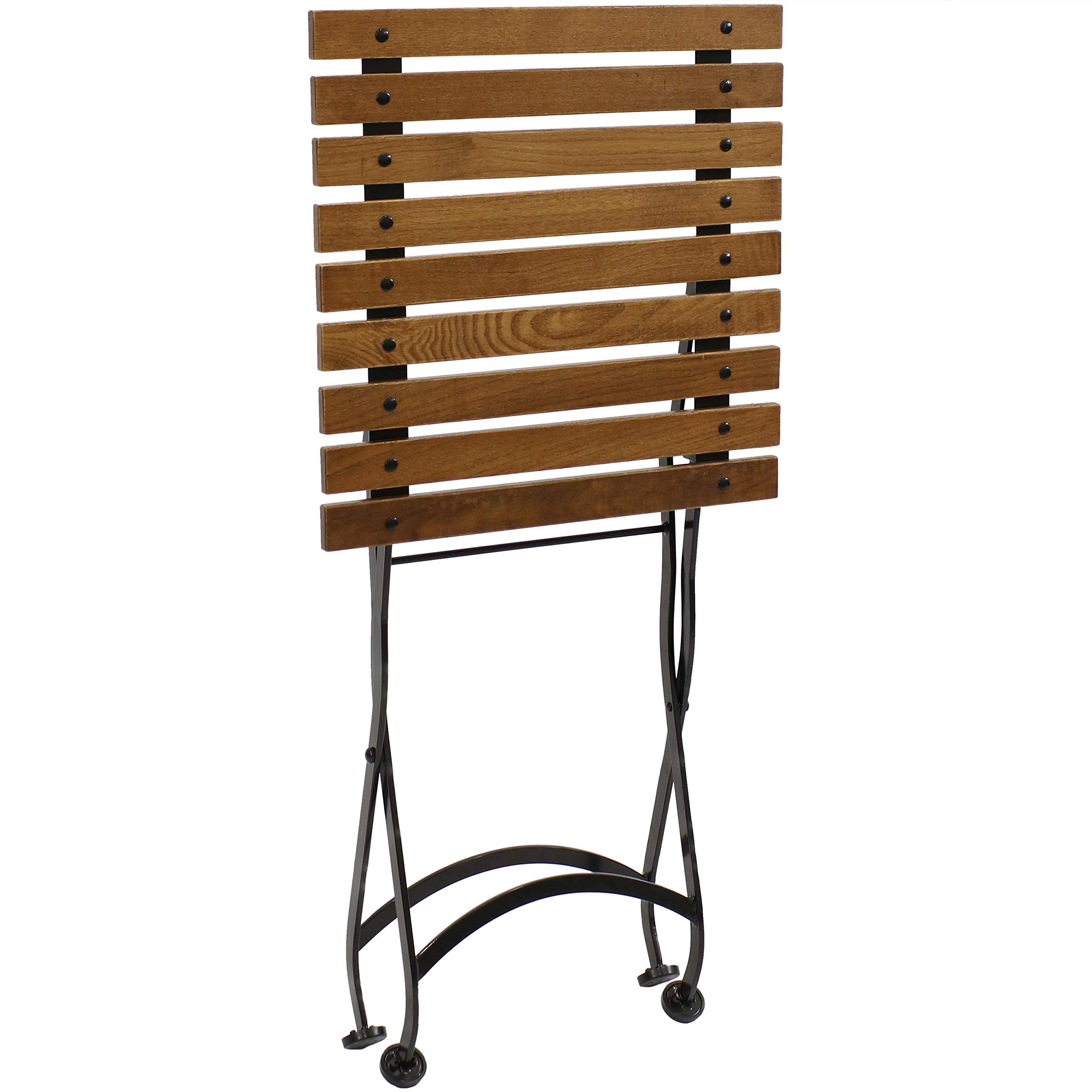 Sunnydaze European Chestnut Wood Folding Square Side Table - 20 Inch Brown Indoor Outdoor Patio Furniture - Perfect for Garden, Poolside, Balcony & Living Room Decor