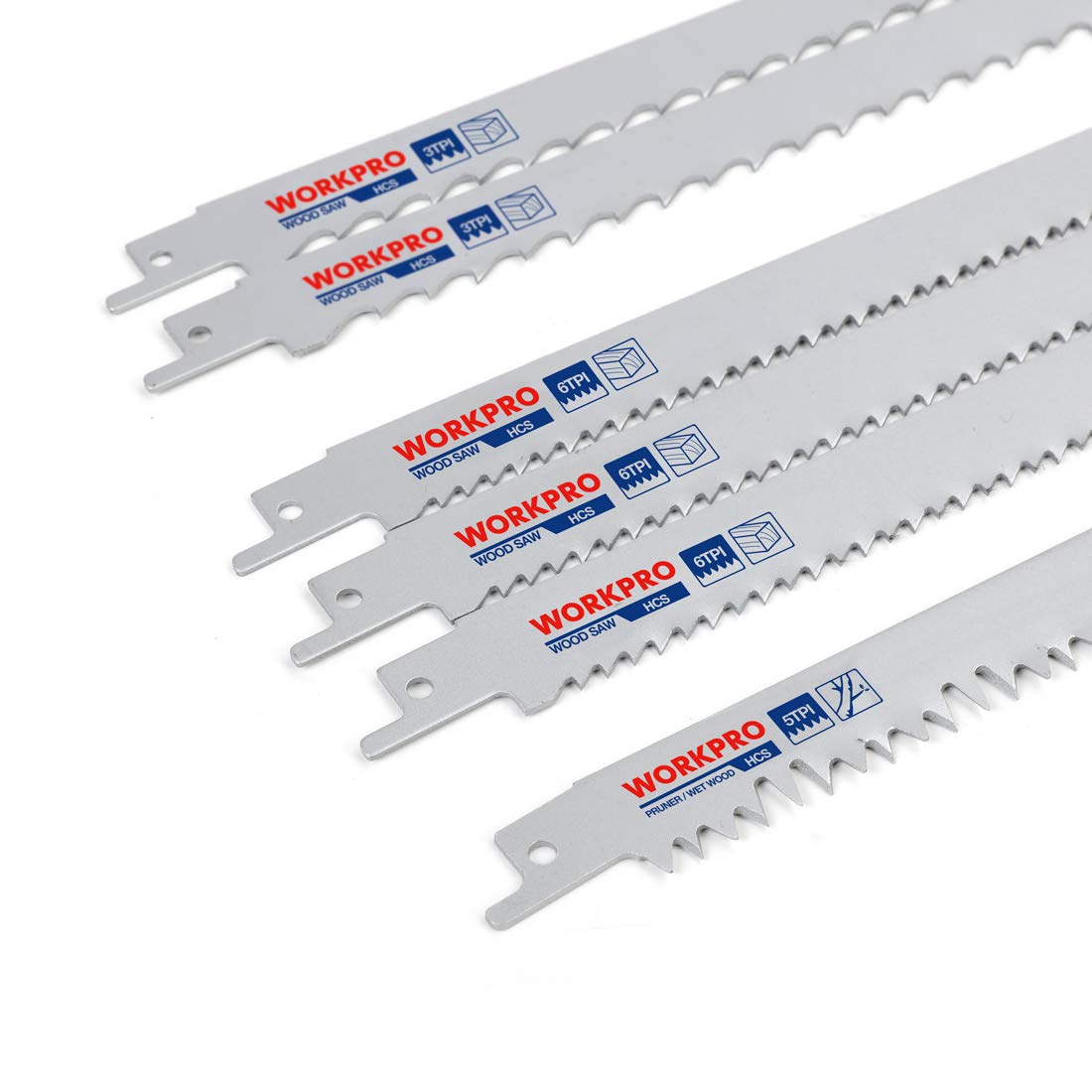 WORKPRO 32-Piece Reciprocating Saw Blade Set for Metal & Wood Cutting - High Carbon Steel Pruner Saw Blades with Storage Pouch | Perfect for DIY Projects, Home Renovation & Professional Construction Work
