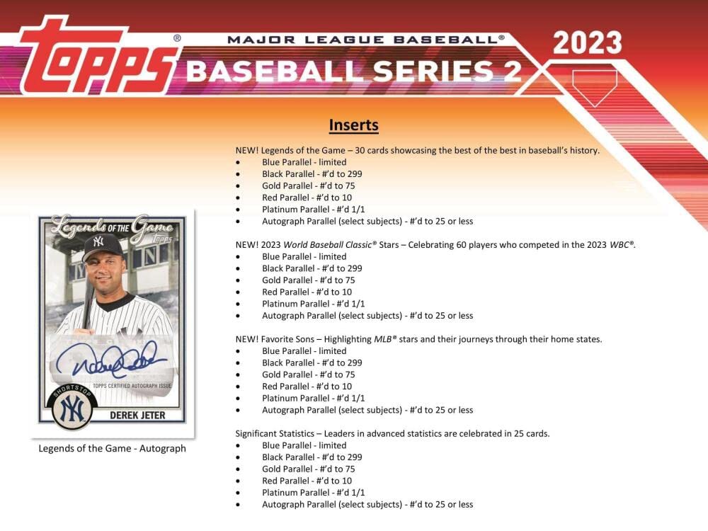 2023 Topps Series 2 Baseball Hobby Box - 24 Packs (14 Cards Each) with 1 Autograph or Relic Card + 1 Silver Pack | MLB Trading Cards Collection for Collectors & Fantasy Baseball Fans