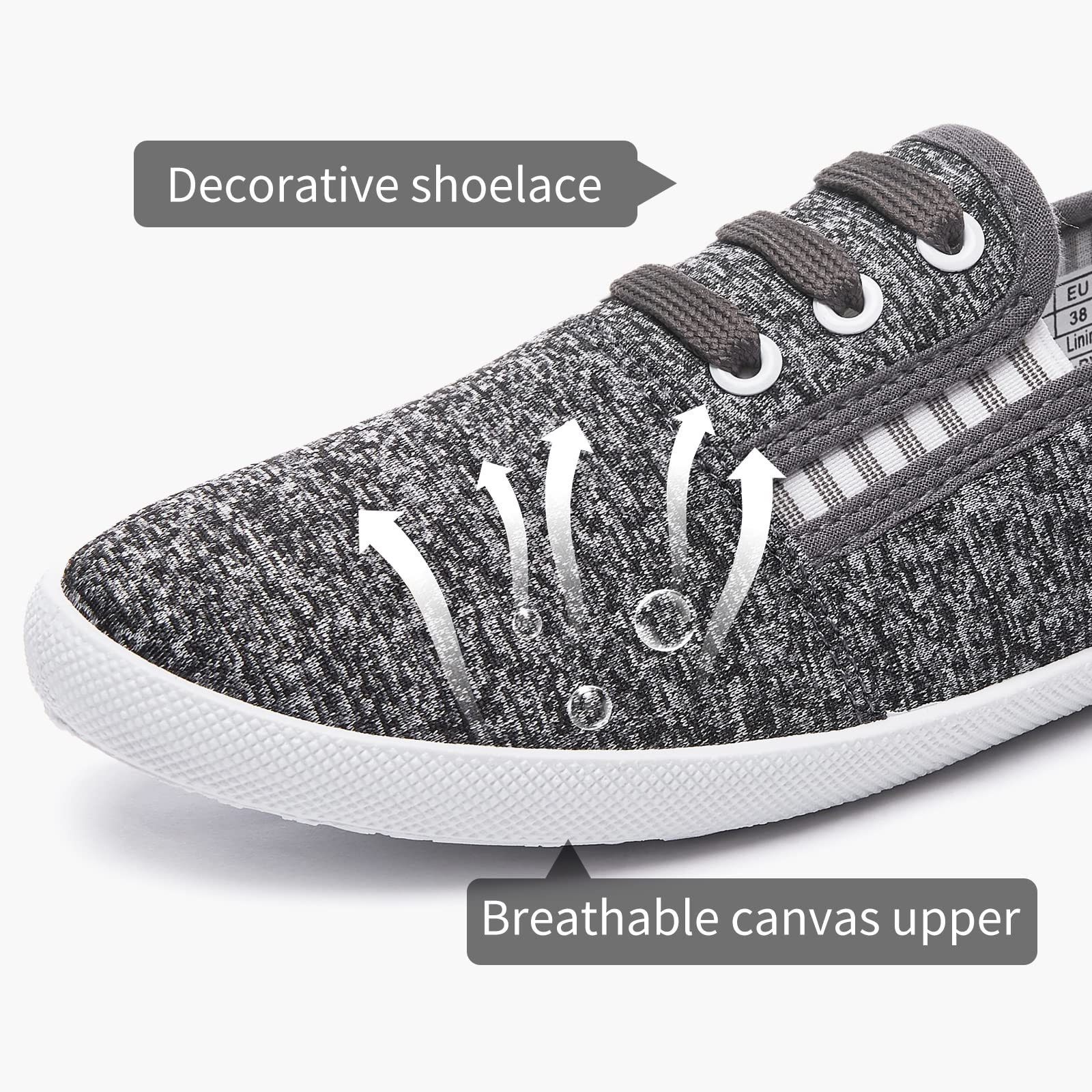 Women's Canvas Slip-On Sneakers - Comfortable Casual Walking Shoes for Women | Non-Slip Flat Dress Shoes & Work Shoes | Perfect for Daily Wear, Office, Travel and Light Exercise