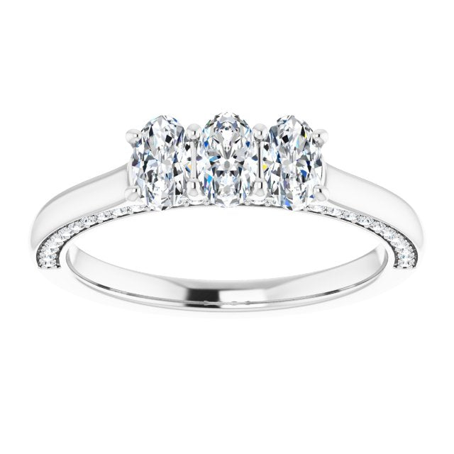 0.87 ct Oval 3 Stone Diamond Wedding Band with Side Accent Diamonds - Elegant Engagement Ring for Women, Perfect for Proposals, Anniversaries & Special Occasions