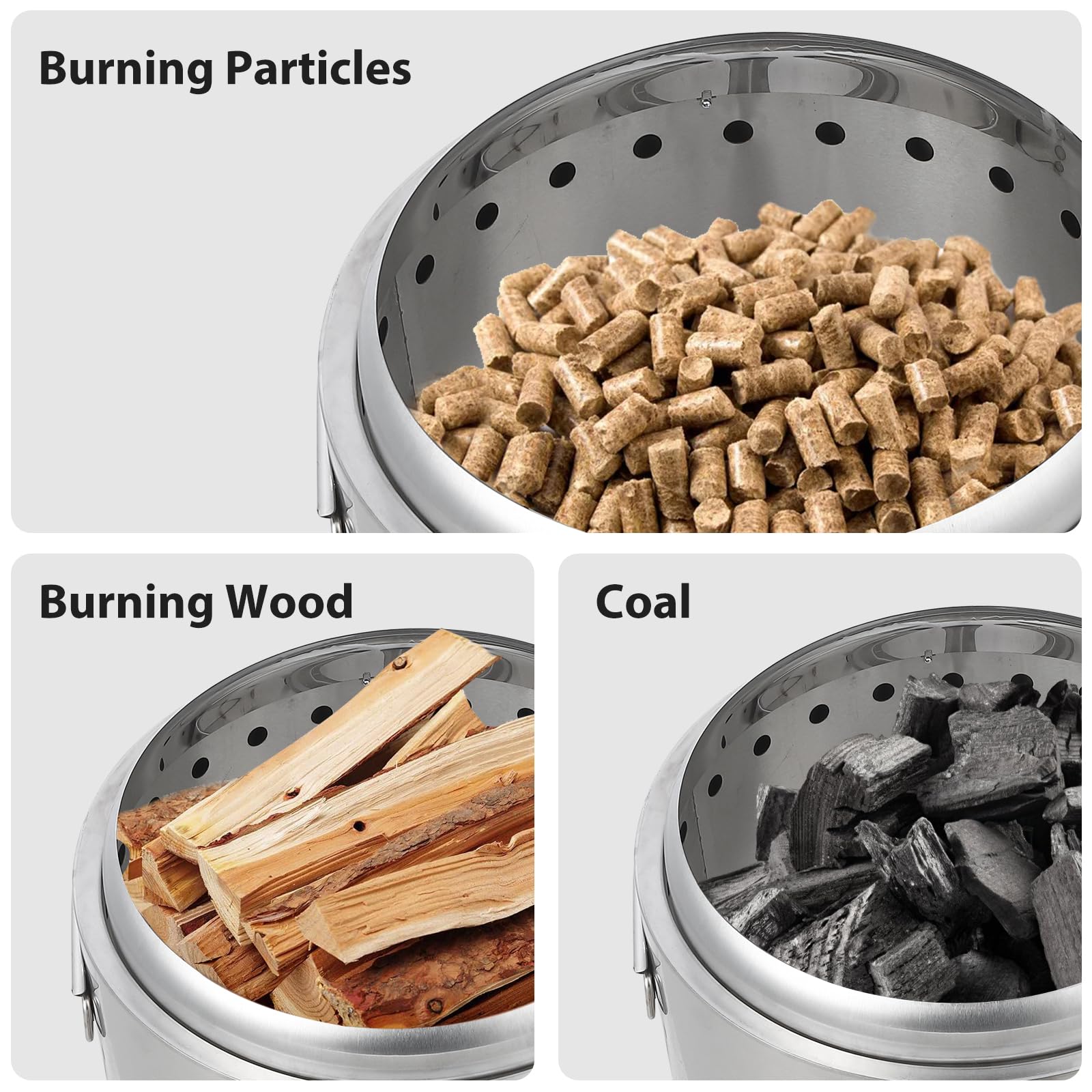 GARVEE 16.5 Inch Smokeless Fire Pit - Portable Outdoor Wood Burning Fireplace with Removable Ash Pan & Poker - Stainless Steel Backyard Fire Pit for Camping, Patio, Bonfire & Outdoor Gatherings