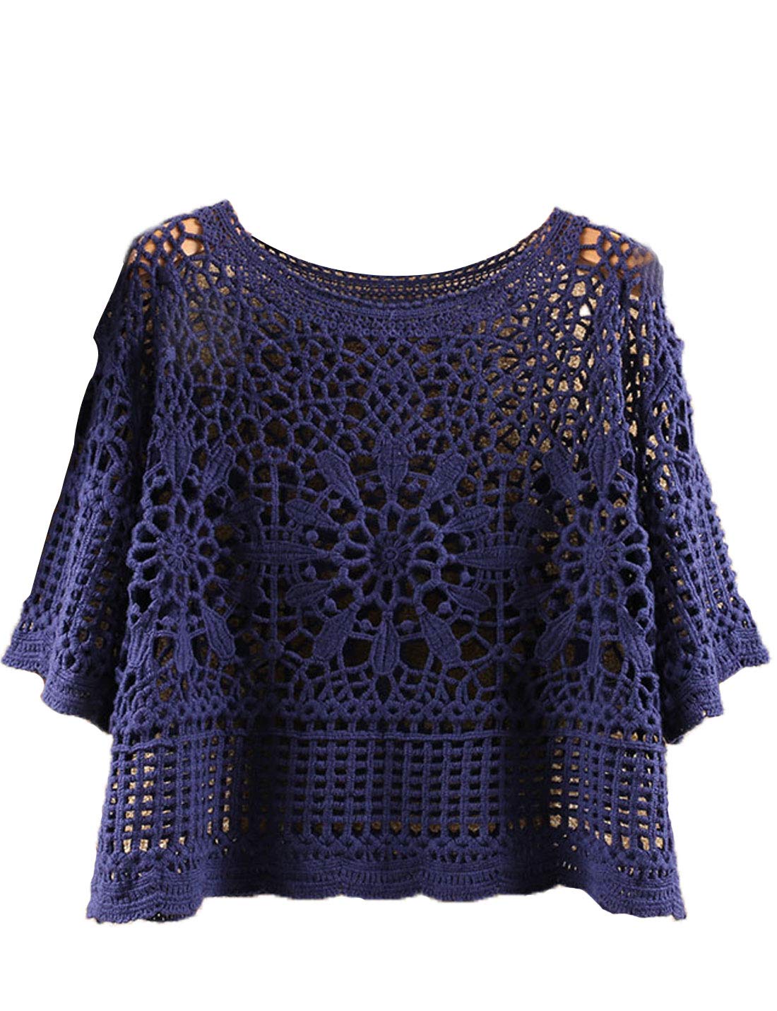 PUWEI Women's Loose Crochet Knit Blouse - Breathable Hollow Out Design, Stylish Crop Top & Swimsuit Cover Up - Perfect for Beach, Pool Parties & Summer Outfits