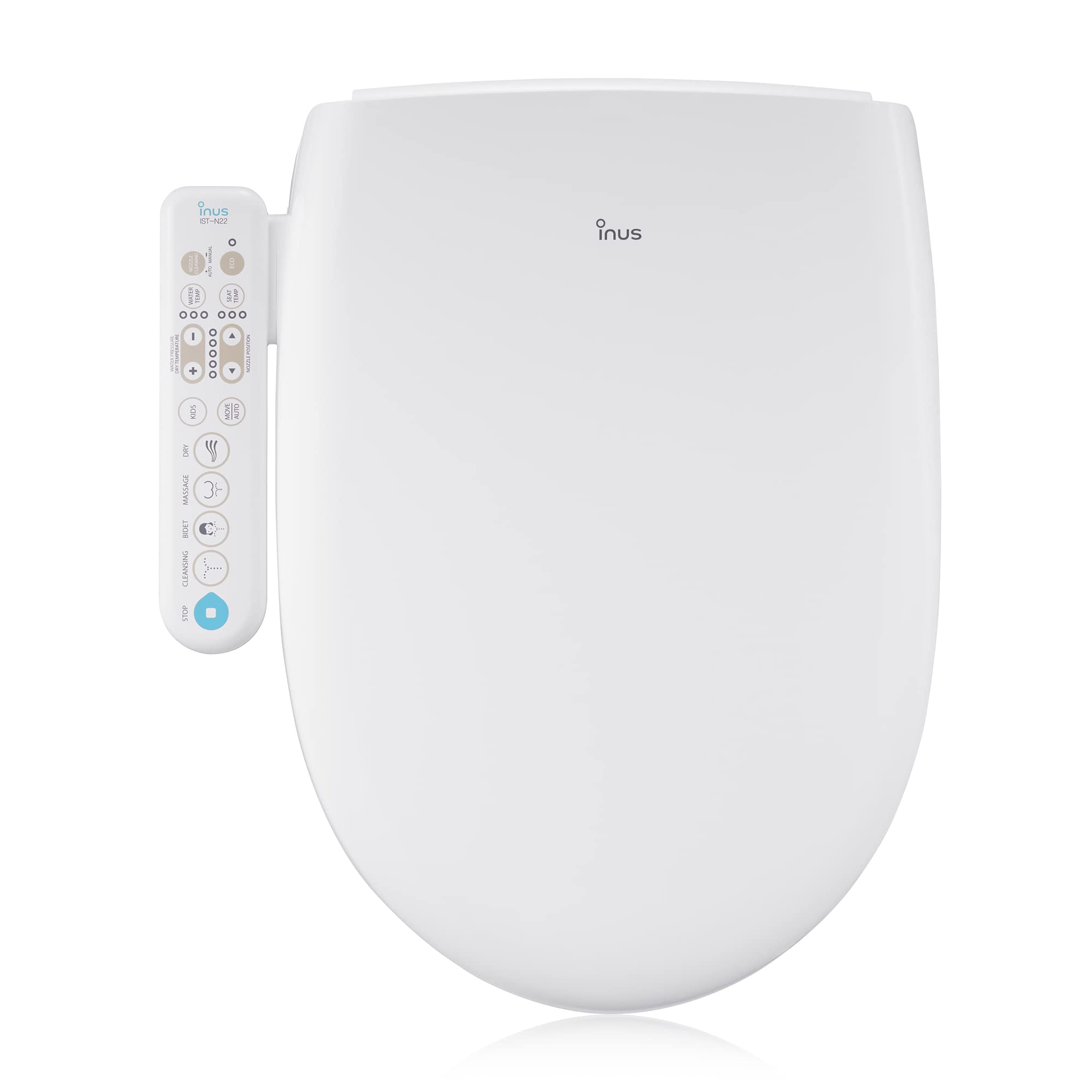 Premium Inus N22 Smart Bidet Toilet Seat - Electric Heated Elongated Toilet Seat with Warm Water, Air Dryer & Self-Cleaning | Tankless Design, Smart Touch Panel, Temperature Control & Kids Mode | Perfect for Modern Bathrooms, Elderly Care & Family Homes