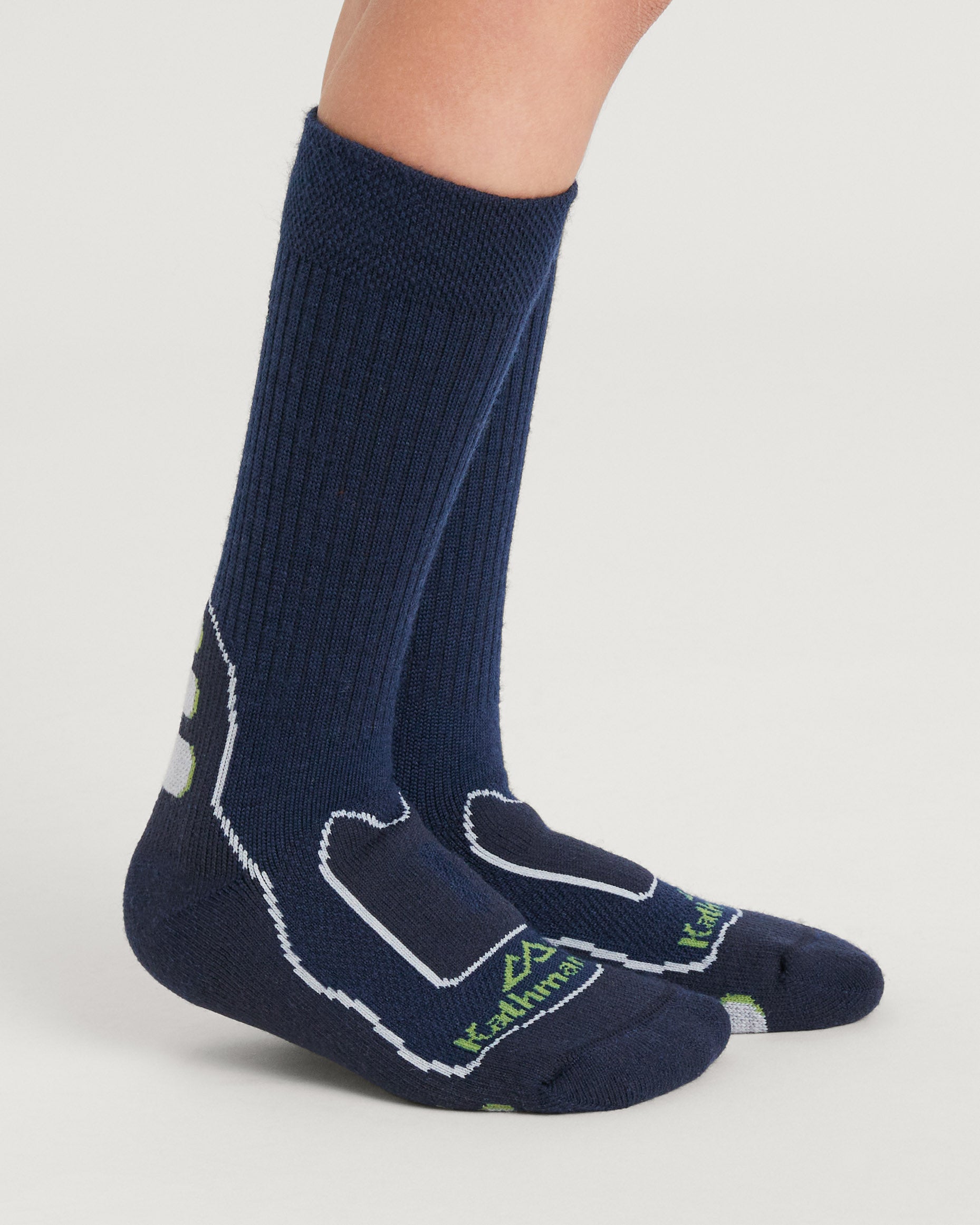 Kids' NuYarn Ergonomic Hiking Socks - Breathable & Cushioned for Outdoor Adventures (Midnight Navy) - Perfect for Camping, Backpacking & Trail Hiking