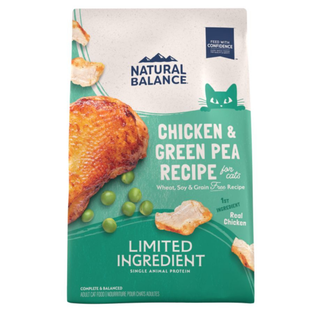 Natural Balance Limited Ingredient Grain Free Chicken & Green Pea Recipe Dry Cat Food - Hypoallergenic Cat Food for Sensitive Stomachs - Perfect for Indoor Cats with Food Allergies