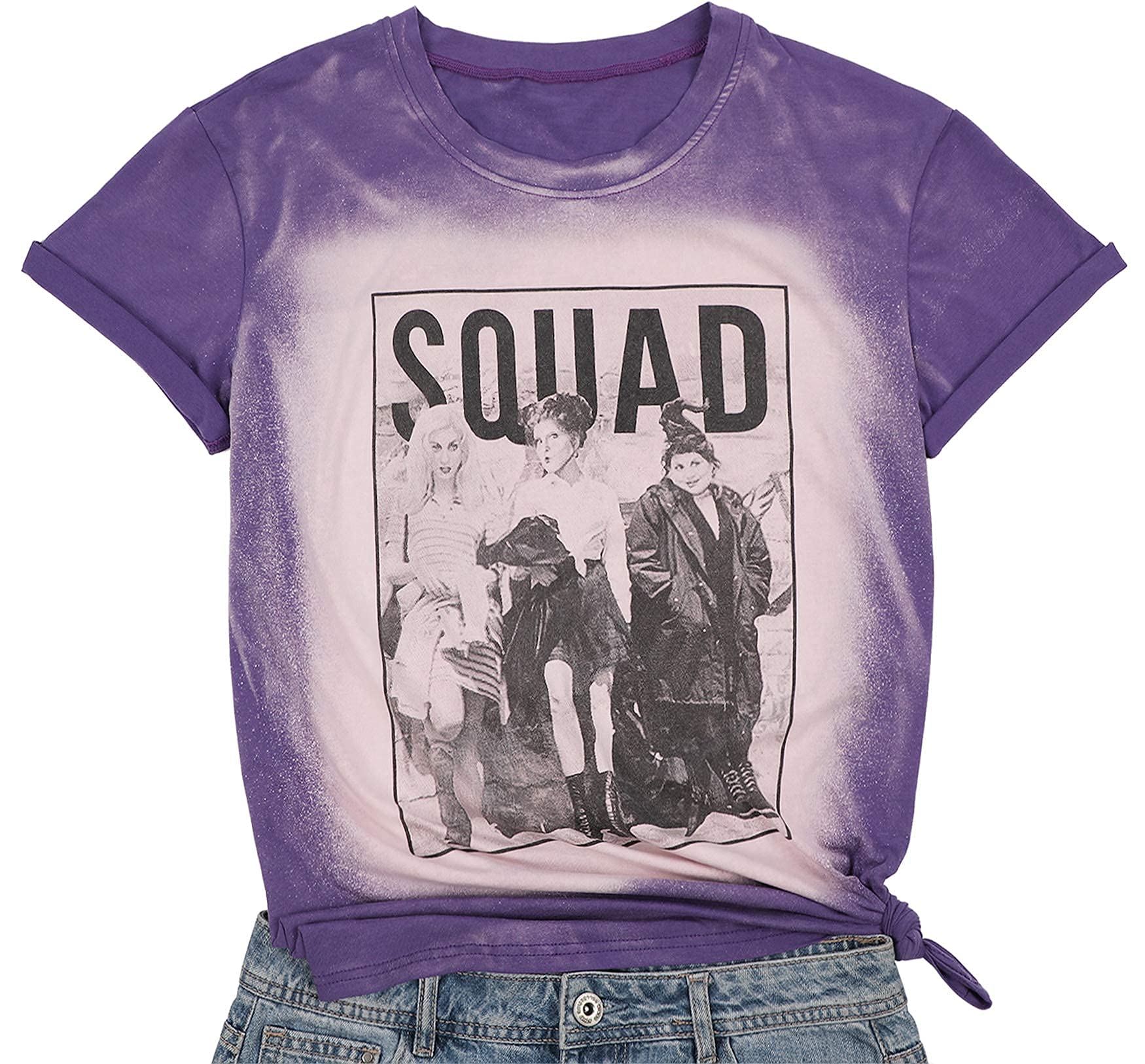 UNIQUEONE Women's Halloween Squad T-Shirt | Funny Sanderson Sisters Graphic Tee | Cute Halloween Costume Top for Parties & Trick or Treating