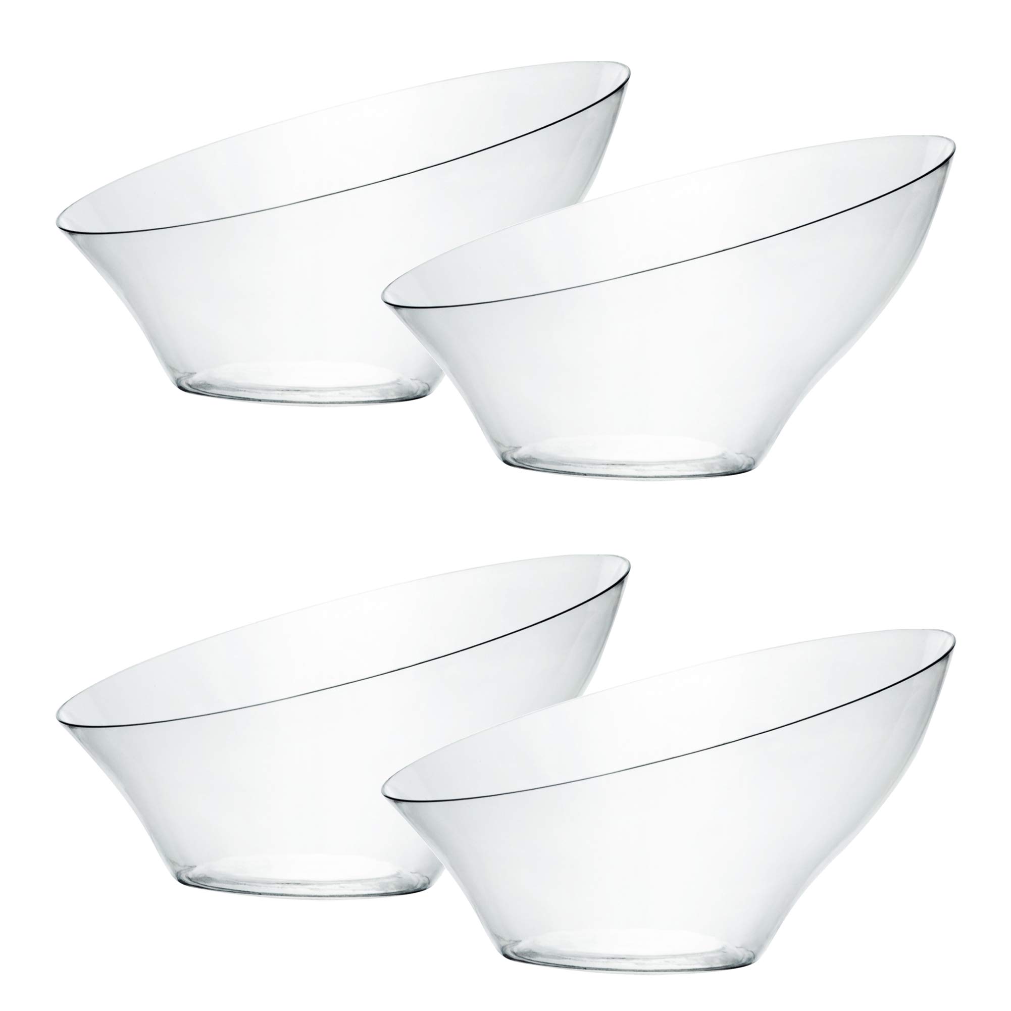 Plasticpro Disposable Angled Plastic Bowls - 8 Pack Clear Small Serving Bowls for Parties, Snacks, Salads | Elegant Tableware for Catering, Picnics & Home Entertaining