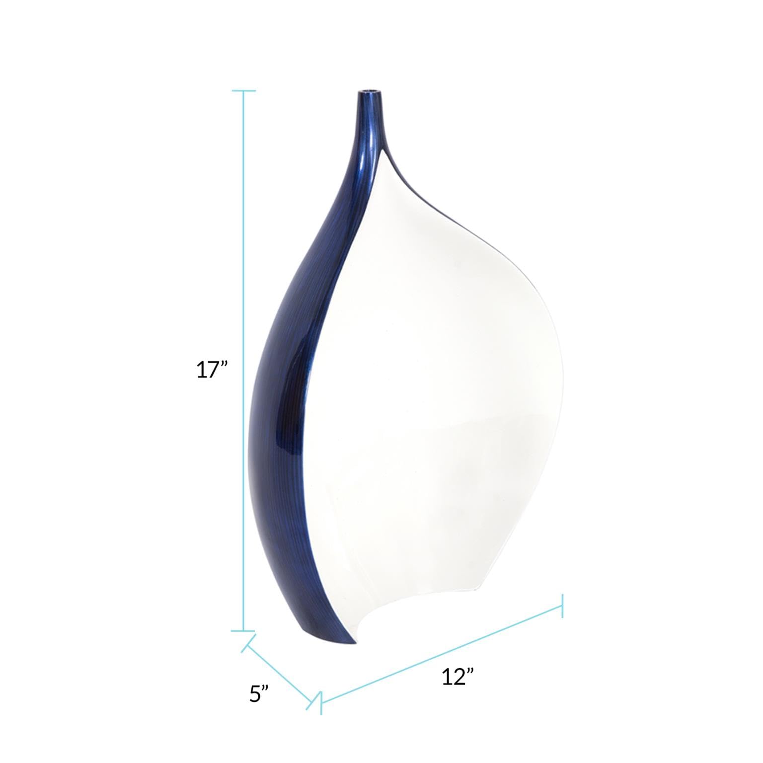 Howard Elliott Cobalt Blue Wooden Vase - Handcrafted Home Decor with Rich Cobalt Blue & Brushed Black Lacquered Finish - Perfect for Table Centerpiece, Flowers, Console Table & Living Room Decor - Ideal for Farmhouse, Modern & Boho Style Home Decor