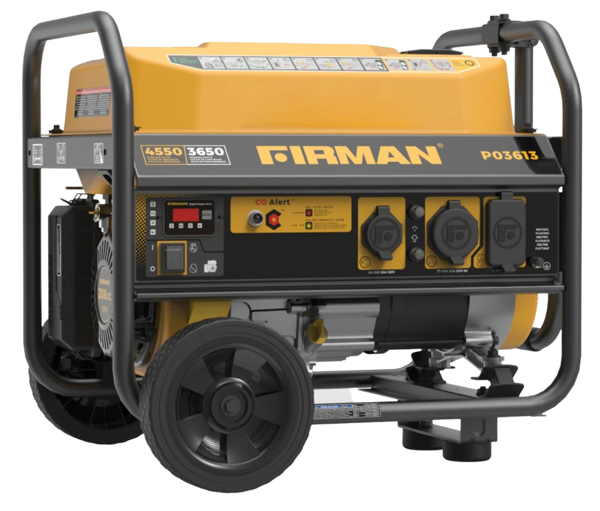 Firman P03613 3550W/4450W 30 Amp Portable Gas Generator with CO Alert - Recoil Start, Emergency Power for Home, Camping & Outdoor Activities