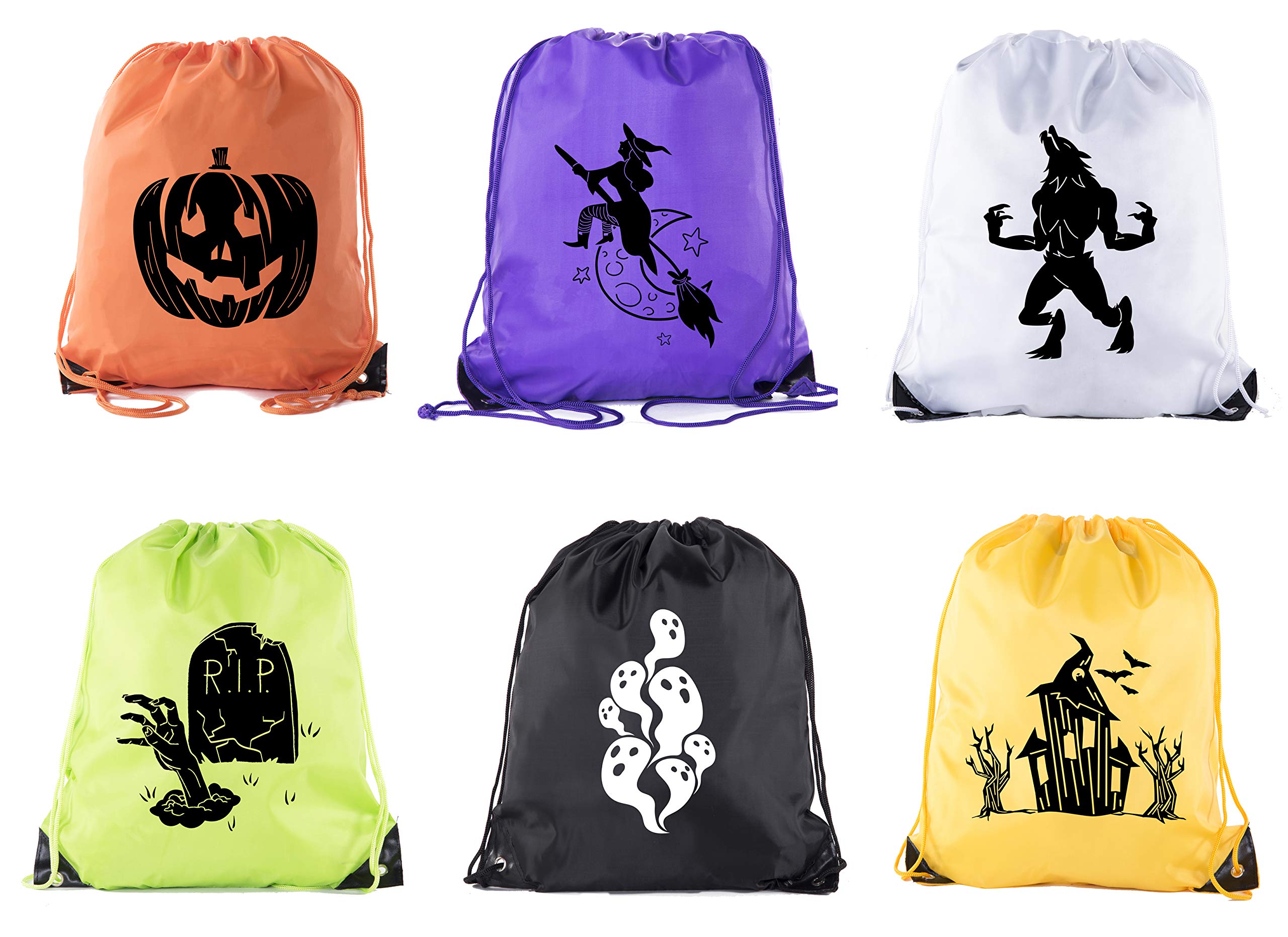 6 Pack Halloween Trick or Treat Bags - Colorful Candy Collection for Kids | Perfect for Trick-or-Treating, Classroom Parties & Halloween Events