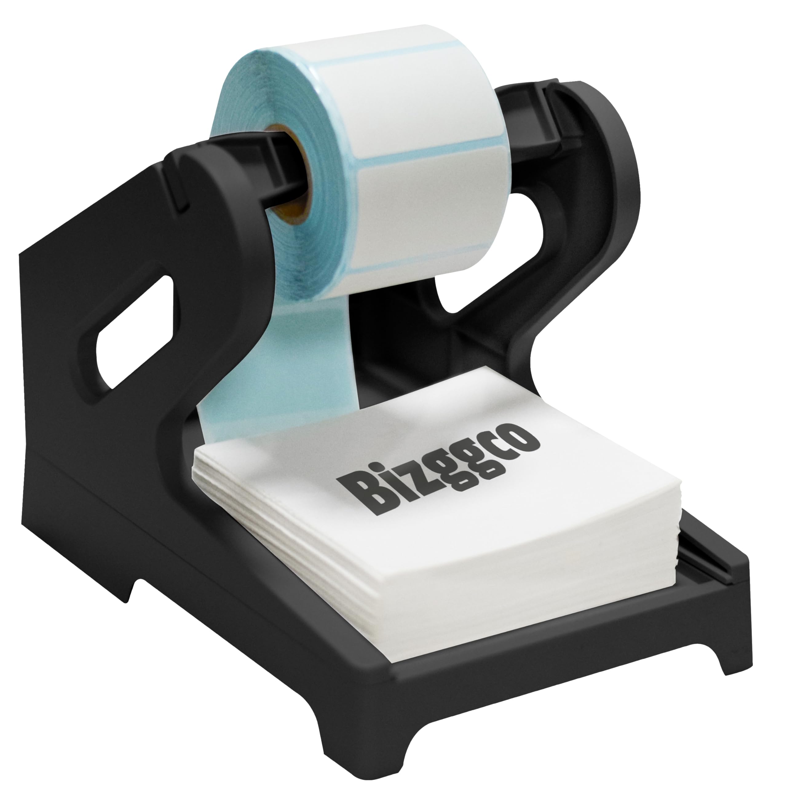 Thermal Shipping Label Holder for Rolls & Fan-Folds - Desktop Printer Stand & Fragile Sticker Dispenser Organizer - Black Home Office Accessory for Holographic Vinyl Sticker Maker - Perfect for E-commerce, Packaging & Shipping Businesses