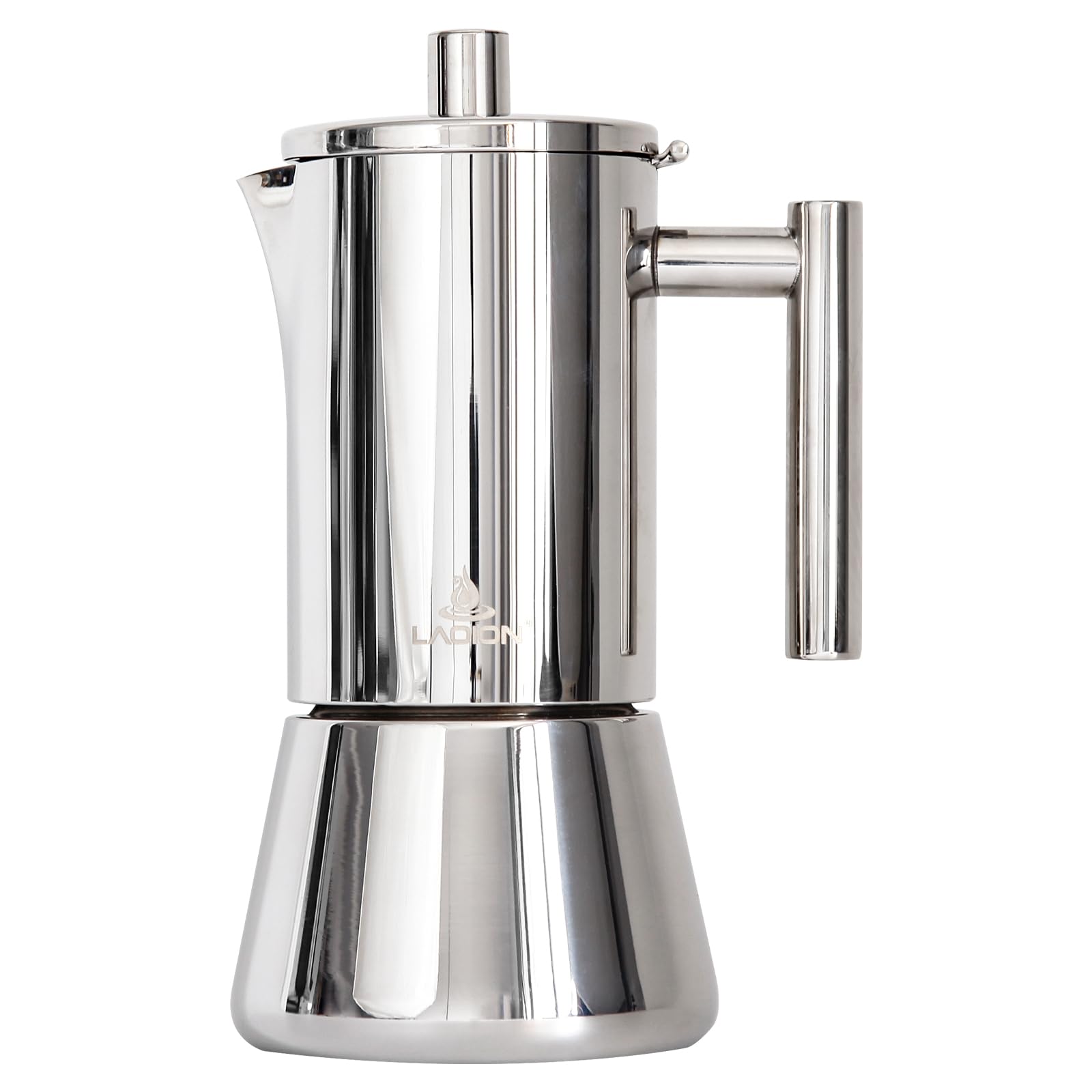 Stainless Steel Stovetop Espresso Maker - 6 Cup 10oz Moka Pot for Cuban & Italian Coffee | Induction Compatible | Perfect for Home, Travel & Camping | Great Coffee Gift for Men & Women