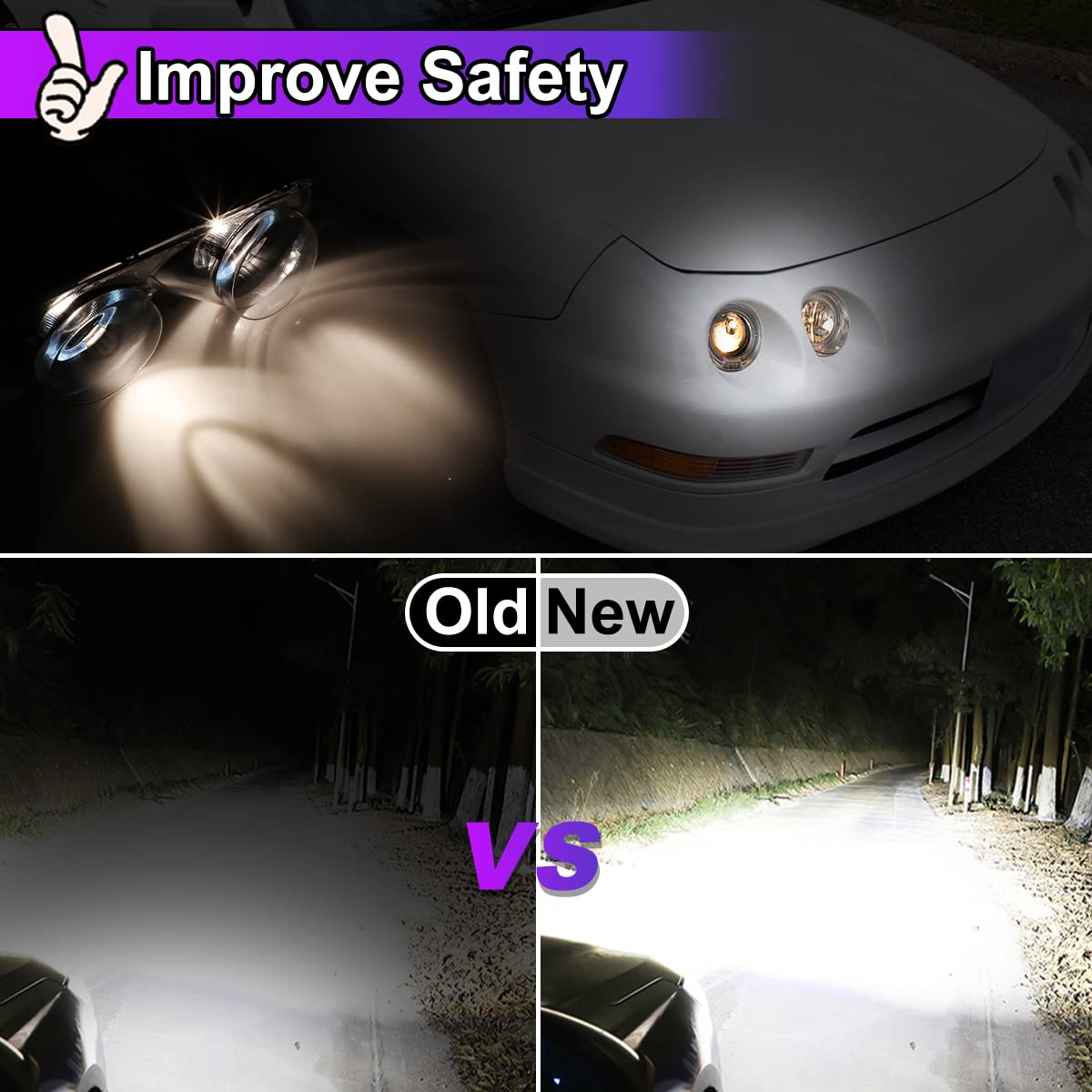 Nixon Offroad LED Headlights Assembly for Acura Integra 1994-1997 - High/Low Beam Projector Headlights with DRL & Turn Signal - 1 Pair Matte Black Housing & Clear Lens Replacement - Perfect for Night Driving & Off-Road Adventures